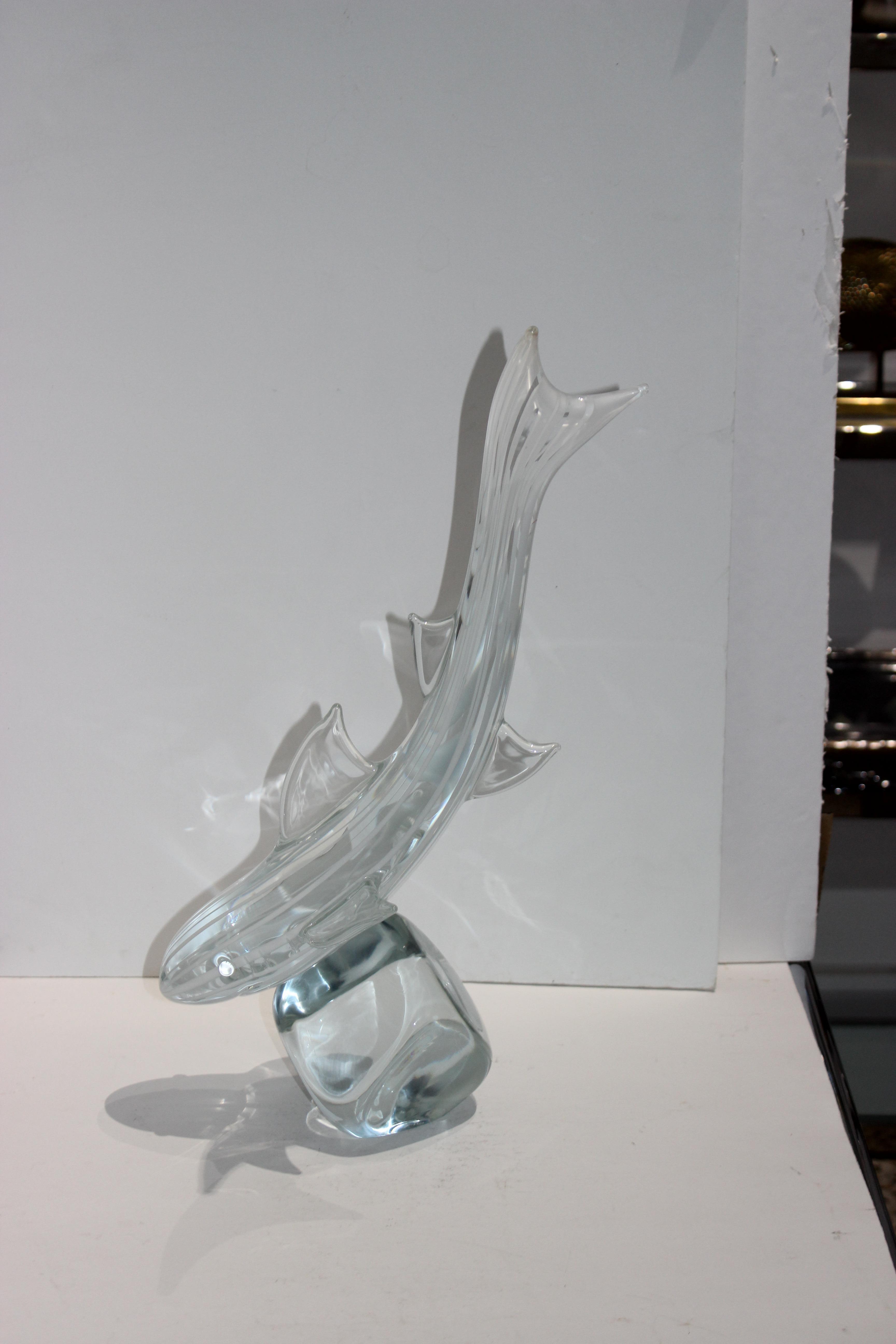 Hand-Crafted Murano Glass Sculpture of a Shark by Oggetti