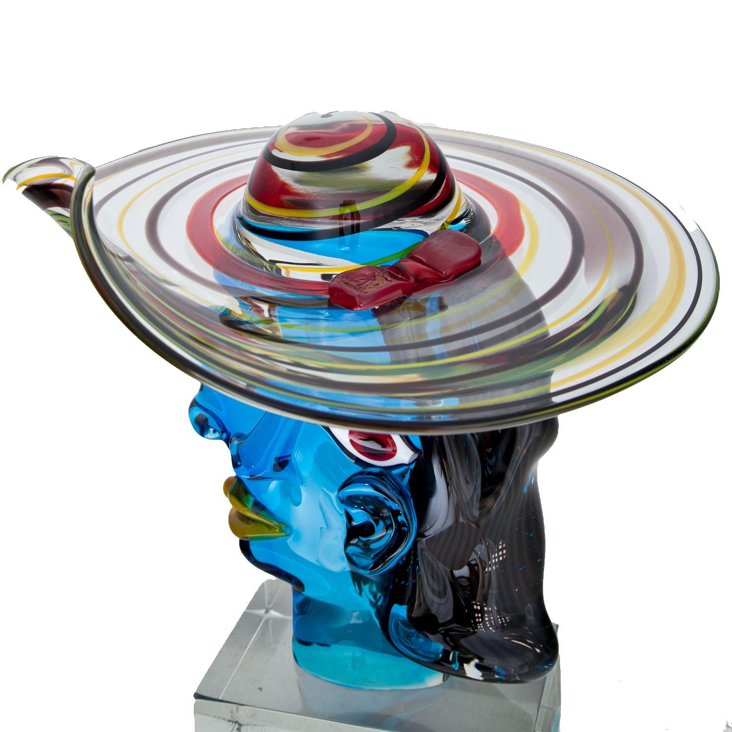 Murano Glass Sculpture ‘Omaggio a Picasso’ by Walter Furlan 1