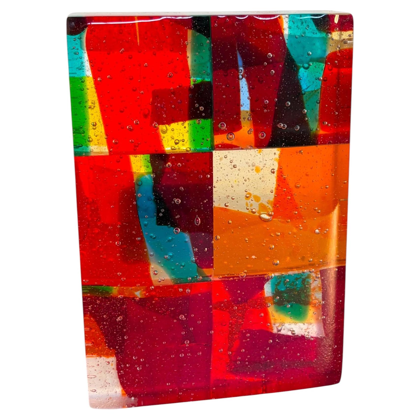 Murano Glass Sculpture Created Using the Sommerso Technique by Franco Berardo, Signed
