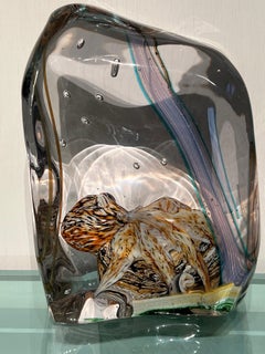 Murano Glass Sea Life Sculpture with Octopus Signed Pino Signoretto
