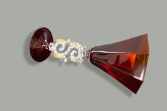 Murano Glass Seahorse Stem Goblet in Rubino Red and 24-Karat Gold Leaf, 1980s