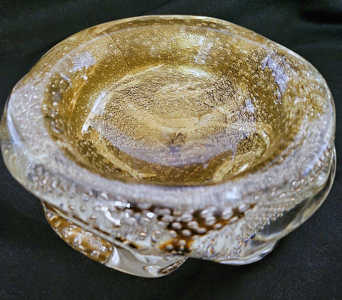 Murano Glass SEGUSO Gold Polveri & Bullicante Sculptural/A Bugne Bowl / Dish For Sale 3