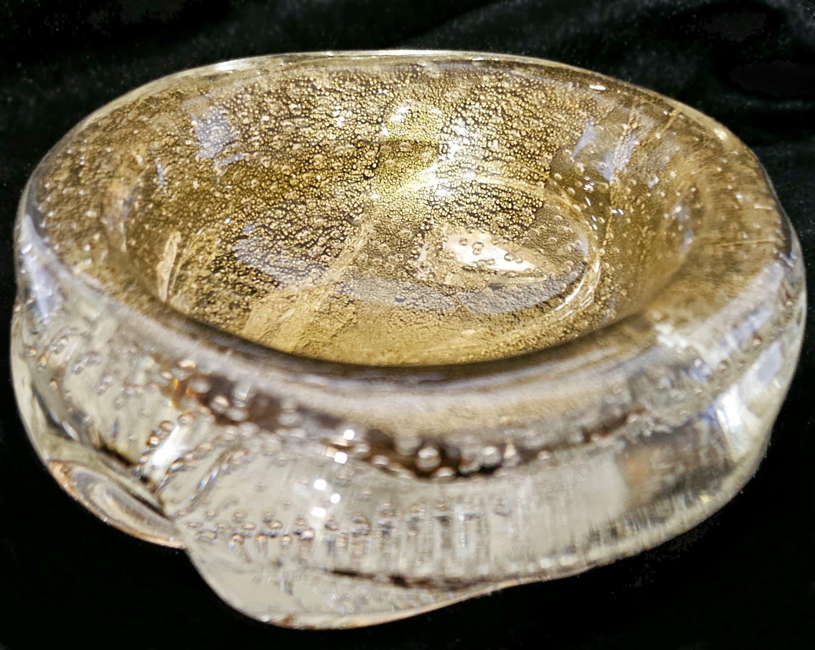 Other Murano Glass SEGUSO Gold Polveri & Bullicante Sculptural/A Bugne Bowl / Dish For Sale