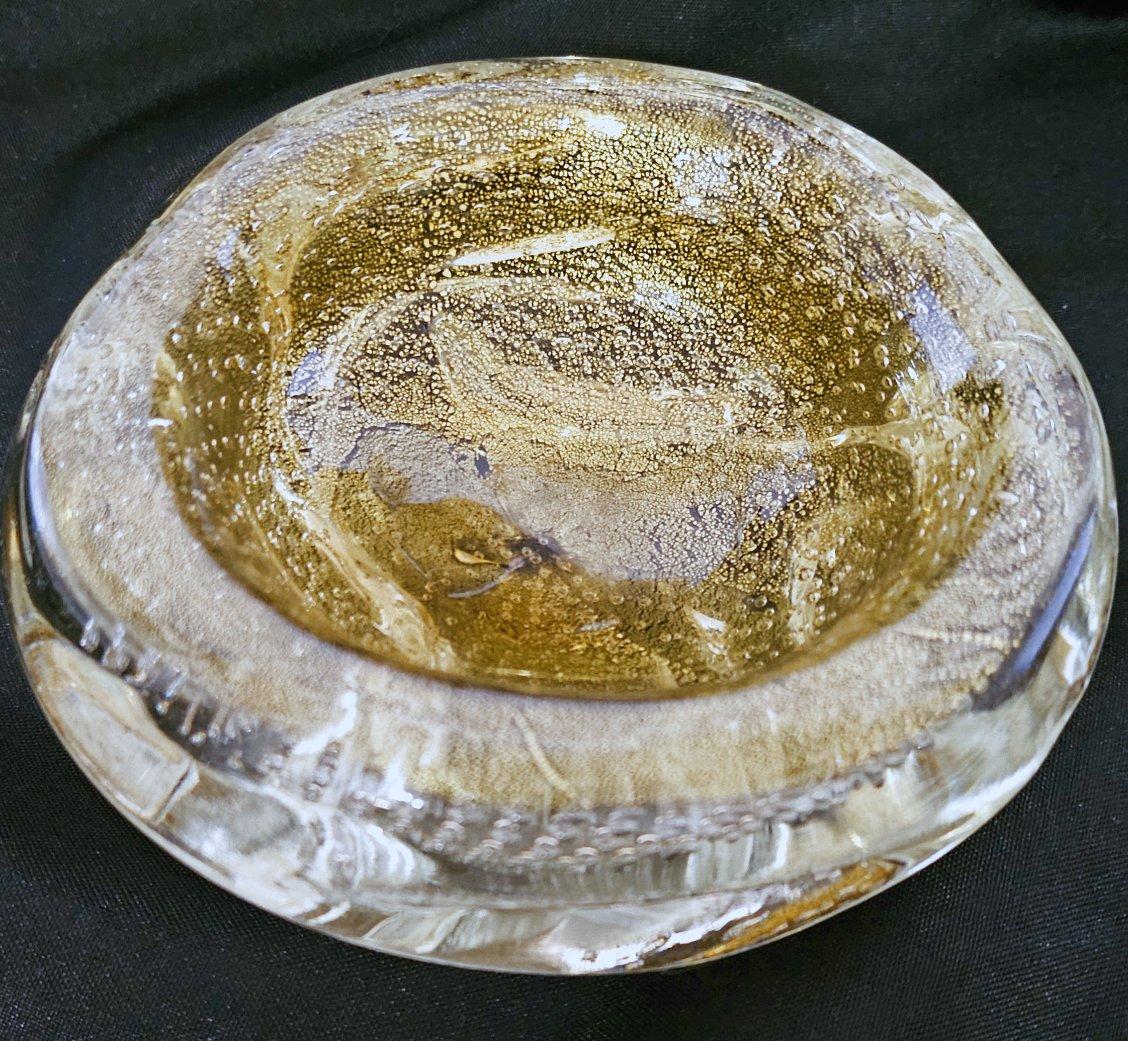 Murano Glass SEGUSO Gold Polveri & Bullicante Sculptural/A Bugne Bowl / Dish For Sale 2