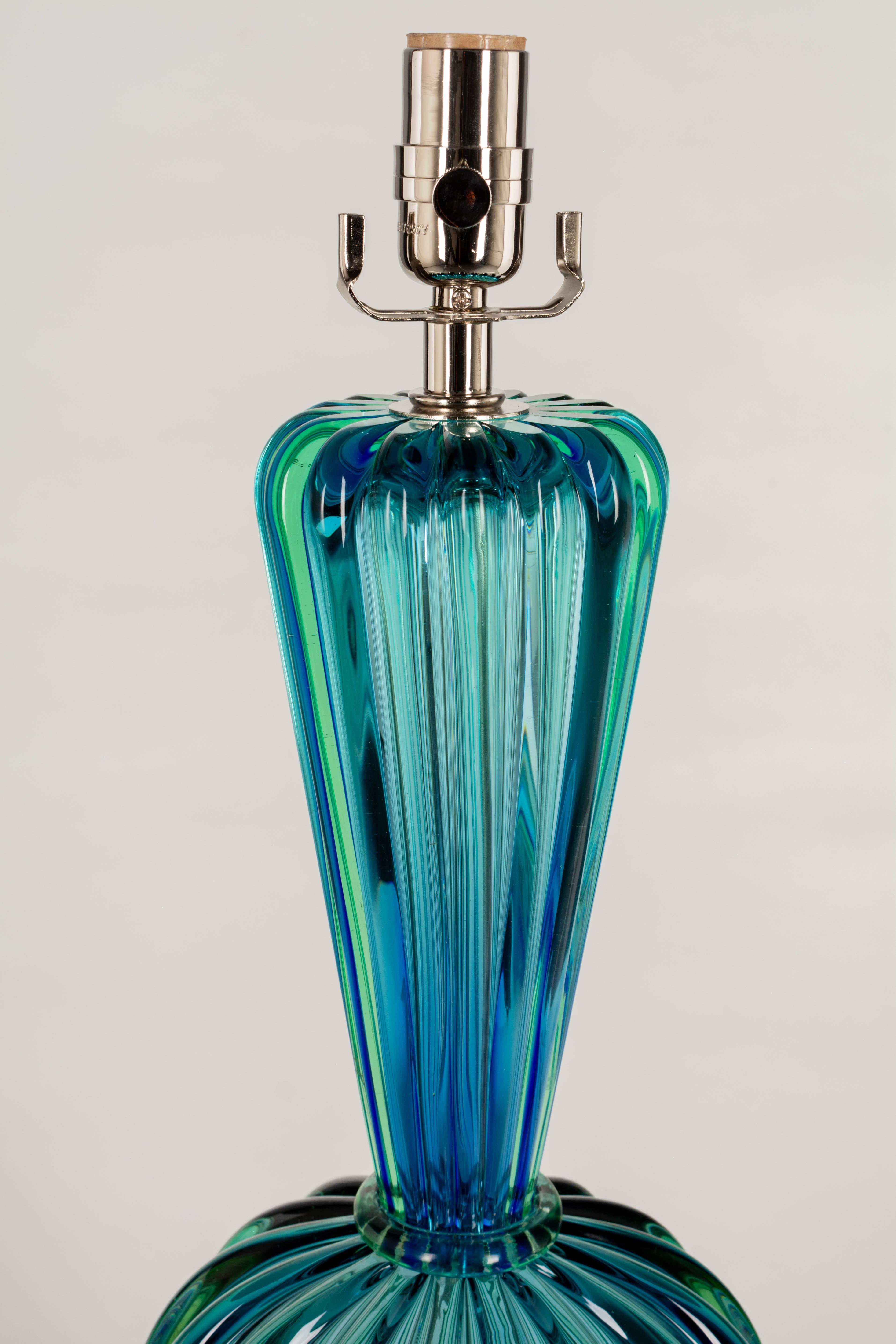 Murano Glass Seguso Mid Century Lamp For Sale 2