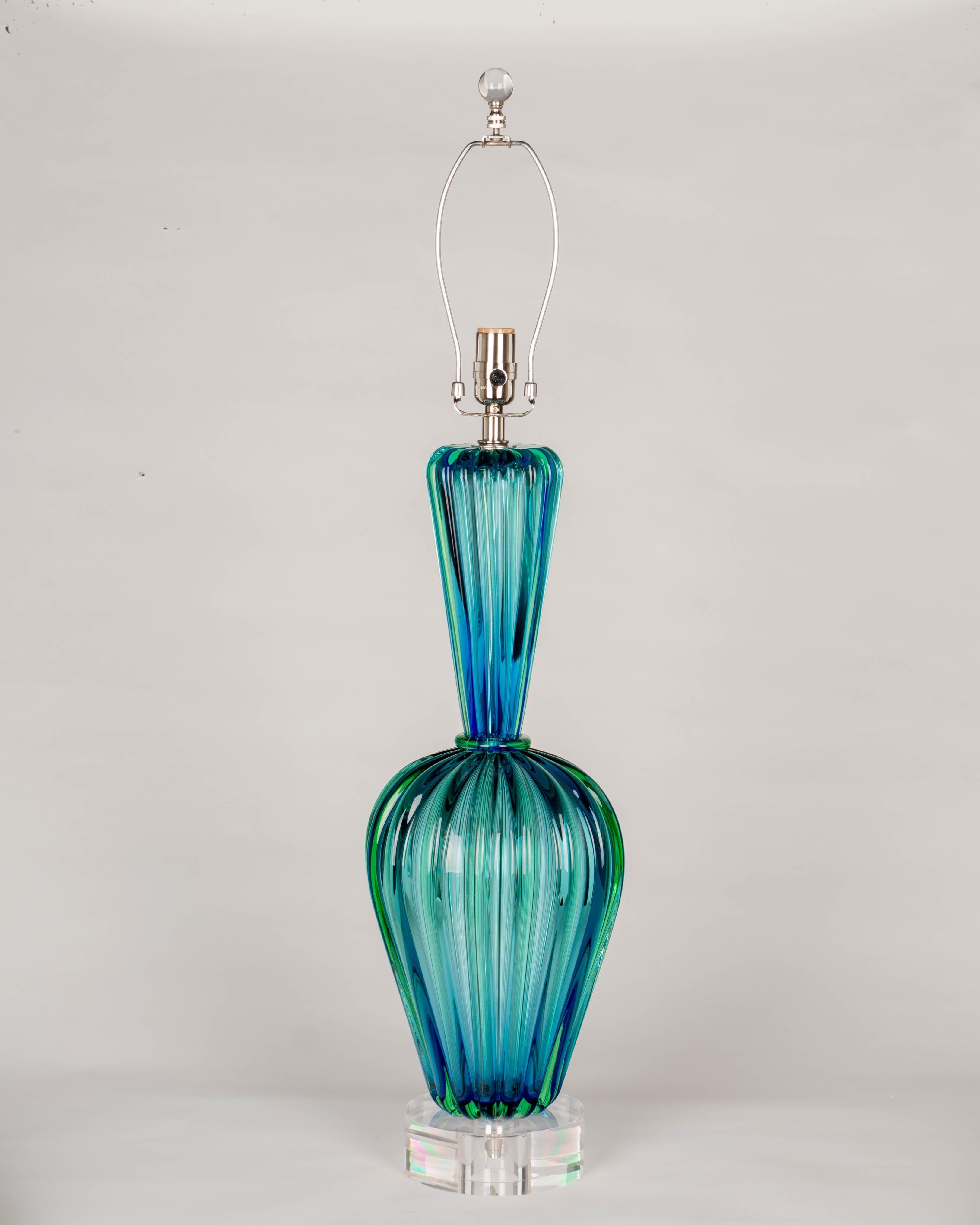 Mid-Century Modern Murano Glass Seguso Mid Century Lamp For Sale