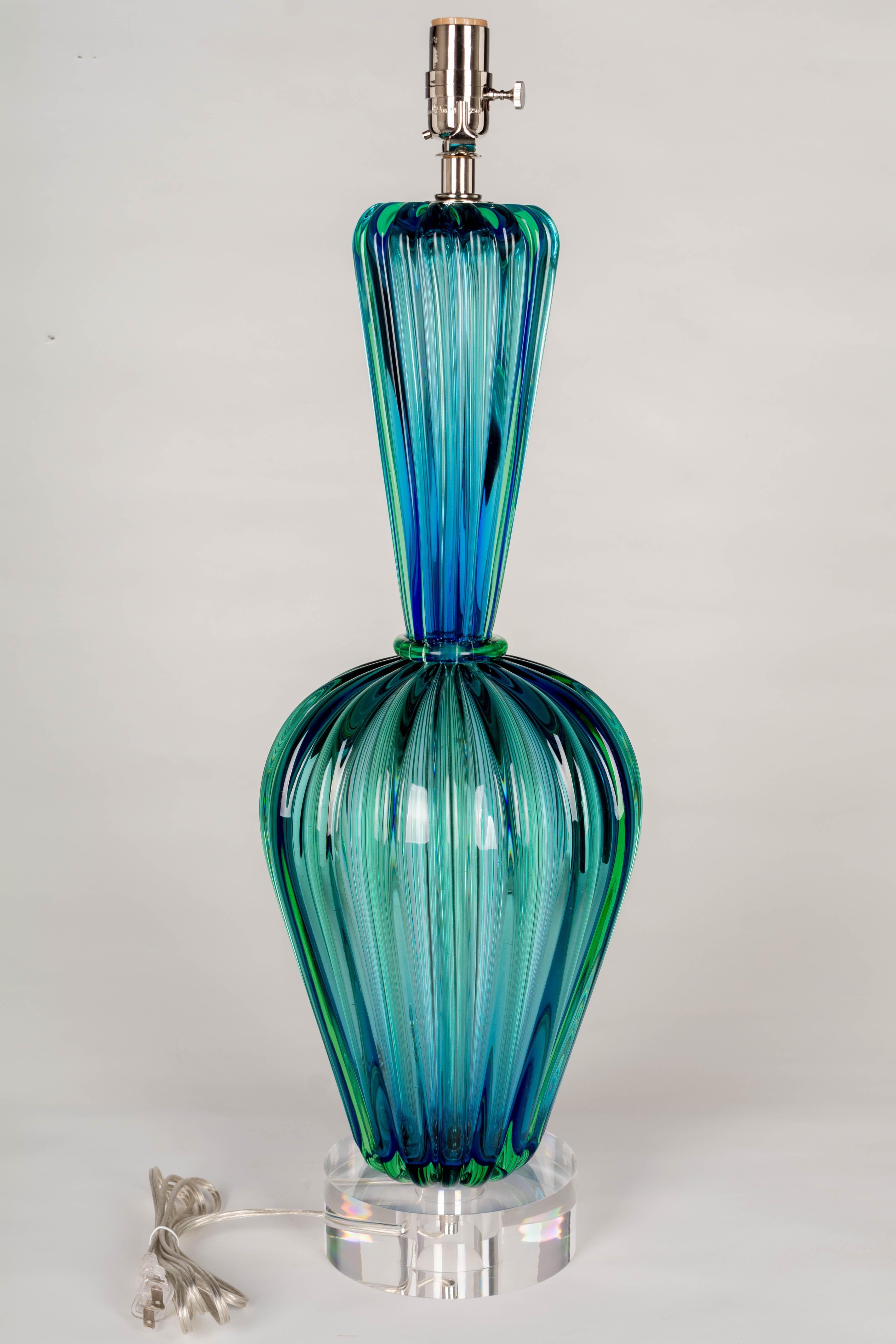 Art Glass Murano Glass Seguso Mid Century Lamp For Sale