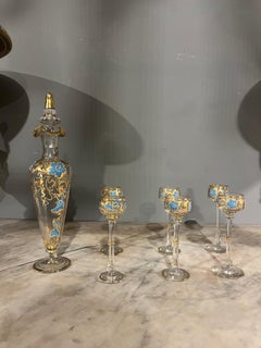 Murano Glass Service, Venetian Elegance with Gold Finishes and Sma Flowers