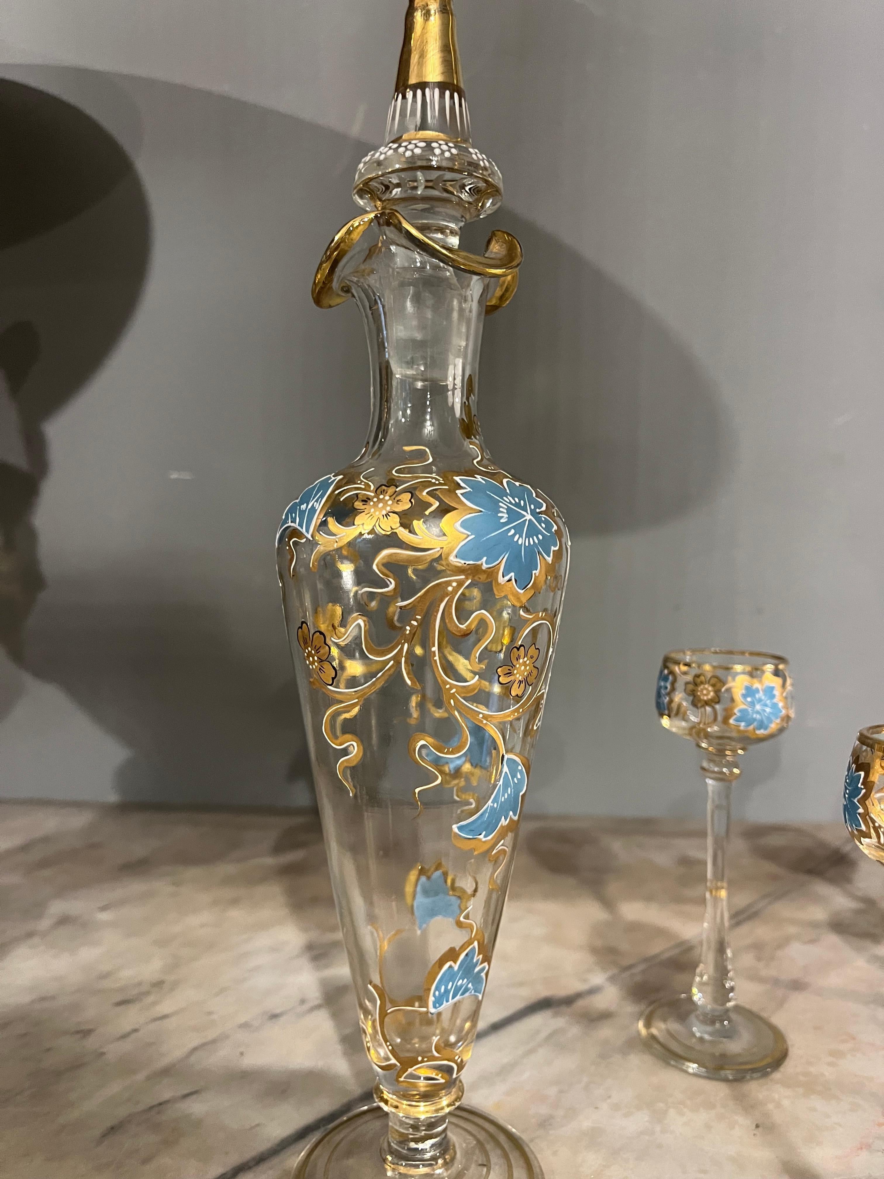 Verre de Murano Service en verre de Murano, élégance vénitienne avec finitions en or et fleurs de Sma en vente