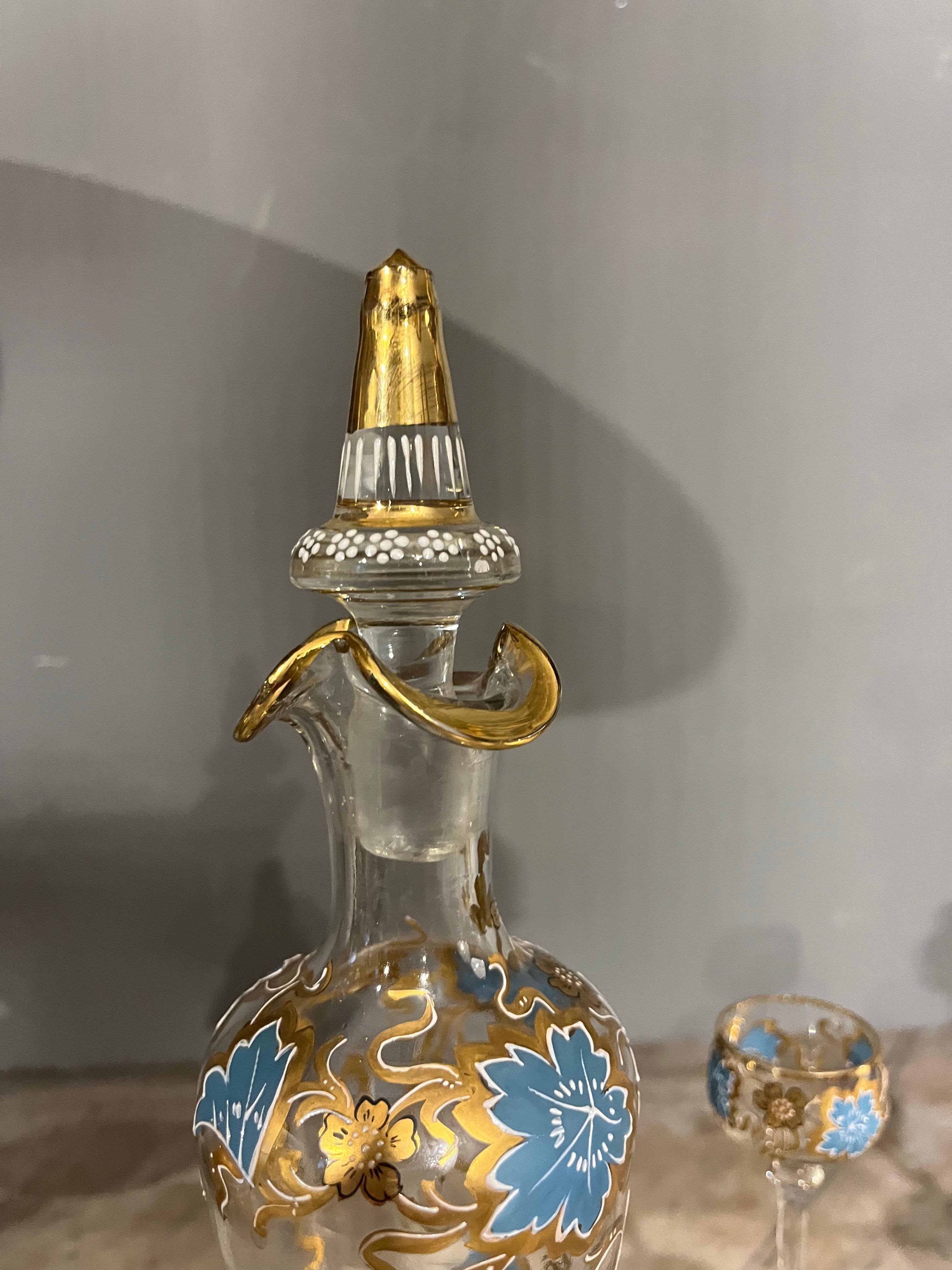 Service en verre de Murano, élégance vénitienne avec finitions en or et fleurs de Sma en vente 2