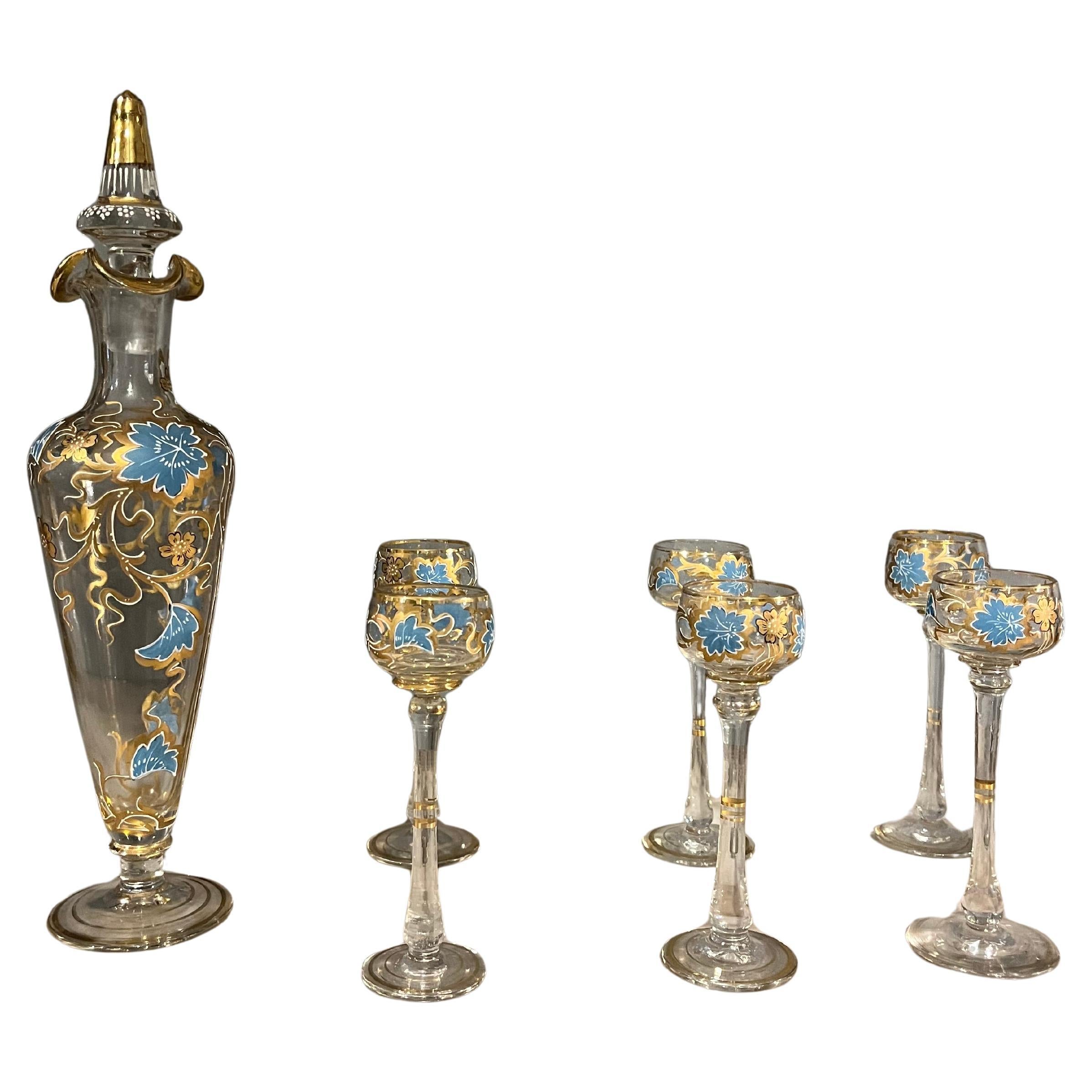 Murano Glass Service, Venetian Elegance with Gold Finishes and Sma Flowers