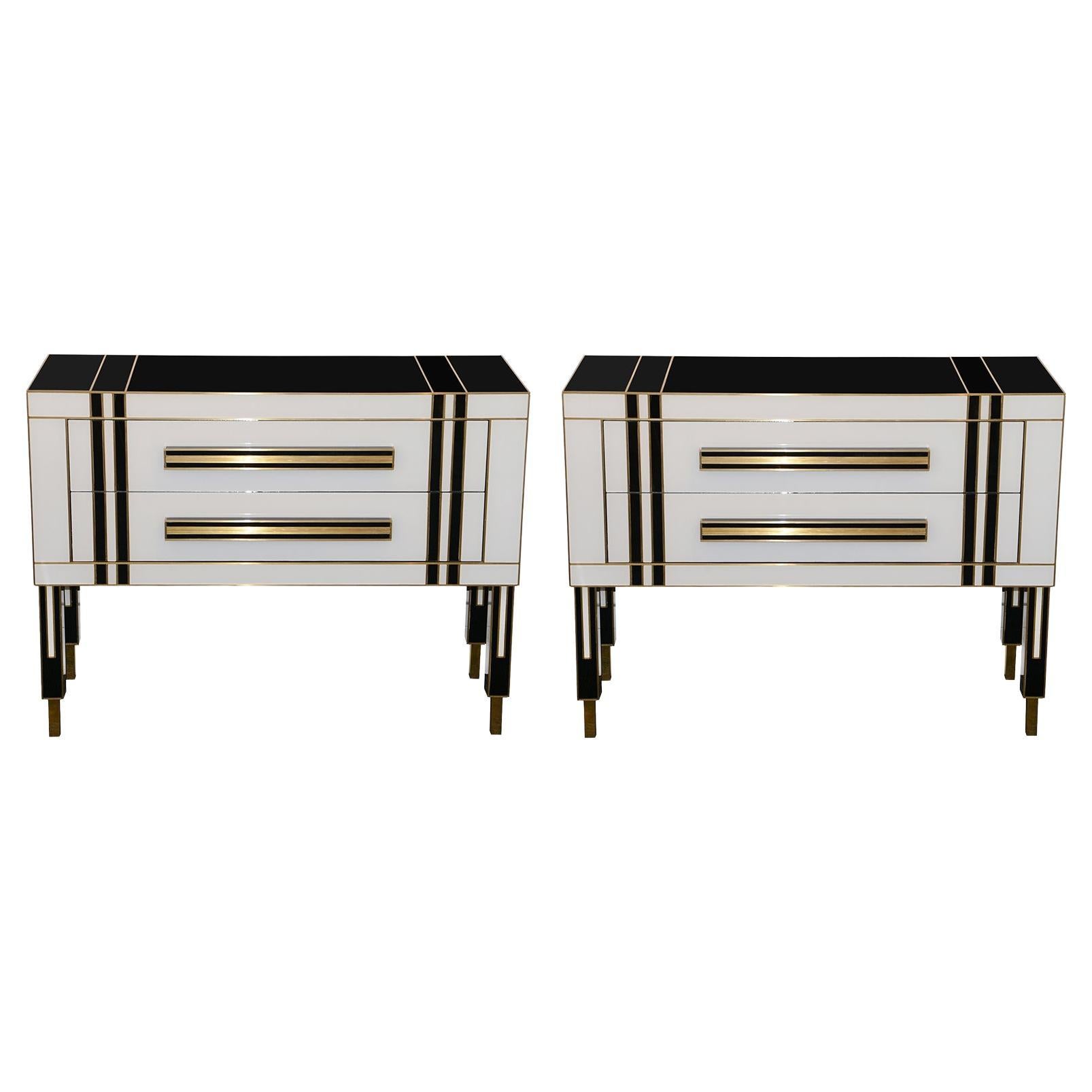 Murano Glass Set of 2 Chest of Drawers For Sale