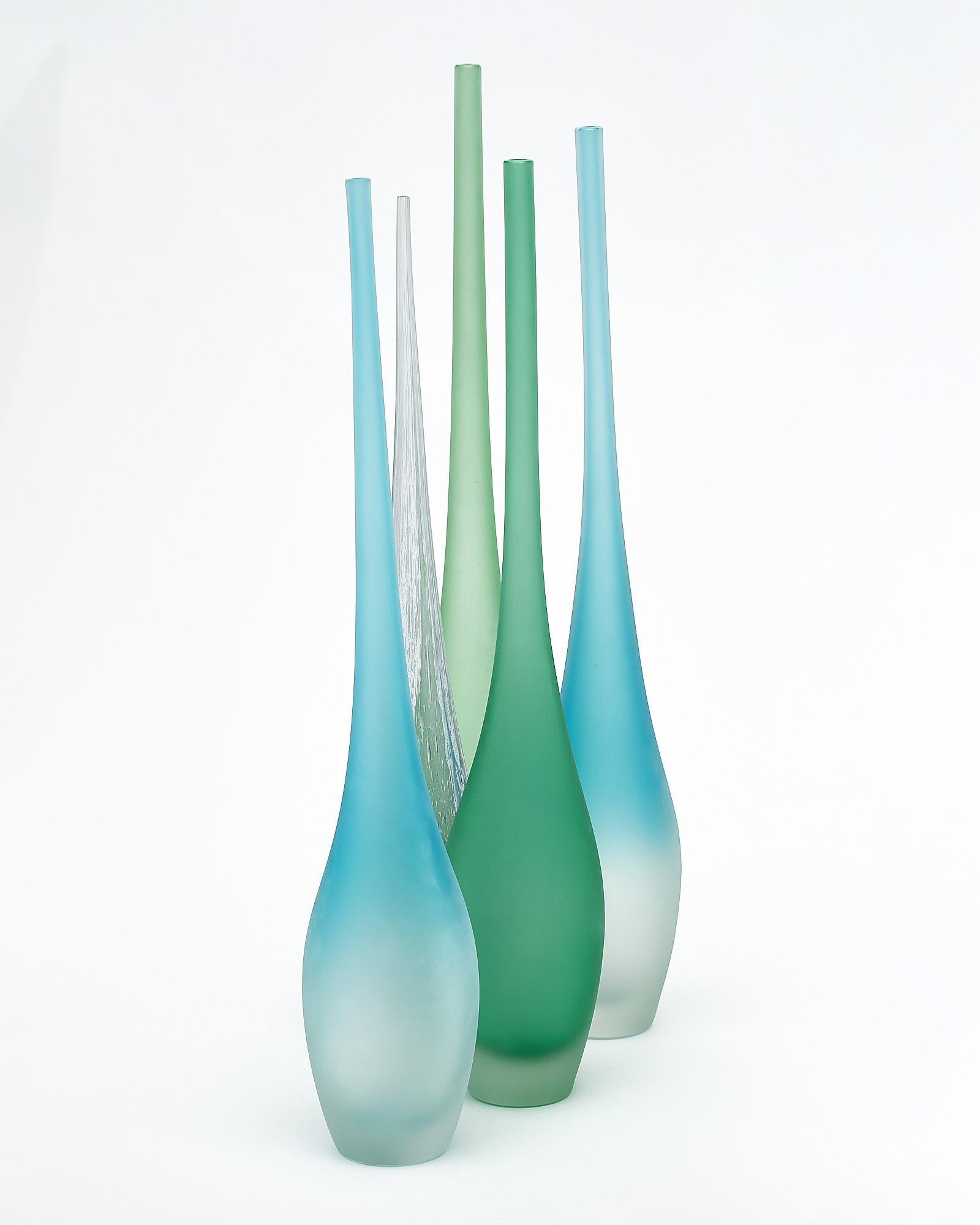 Mid-Century Modern Murano Glass Set of Flute Vases For Sale