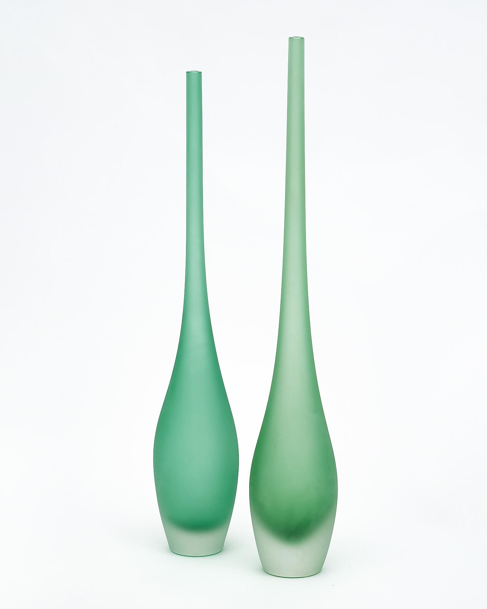 Italian Murano Glass Set of Flute Vases For Sale
