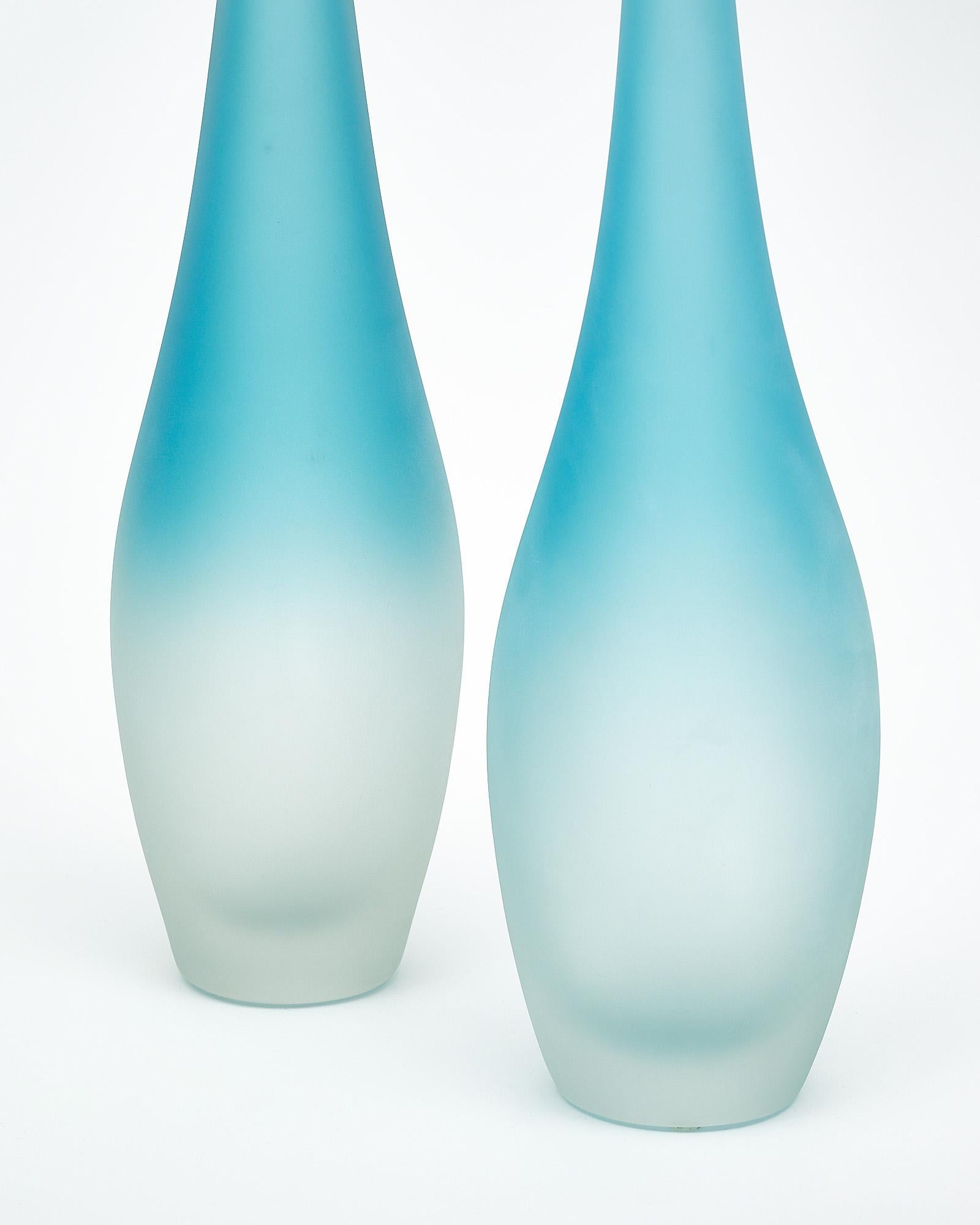 Contemporary Murano Glass Set of Flute Vases For Sale