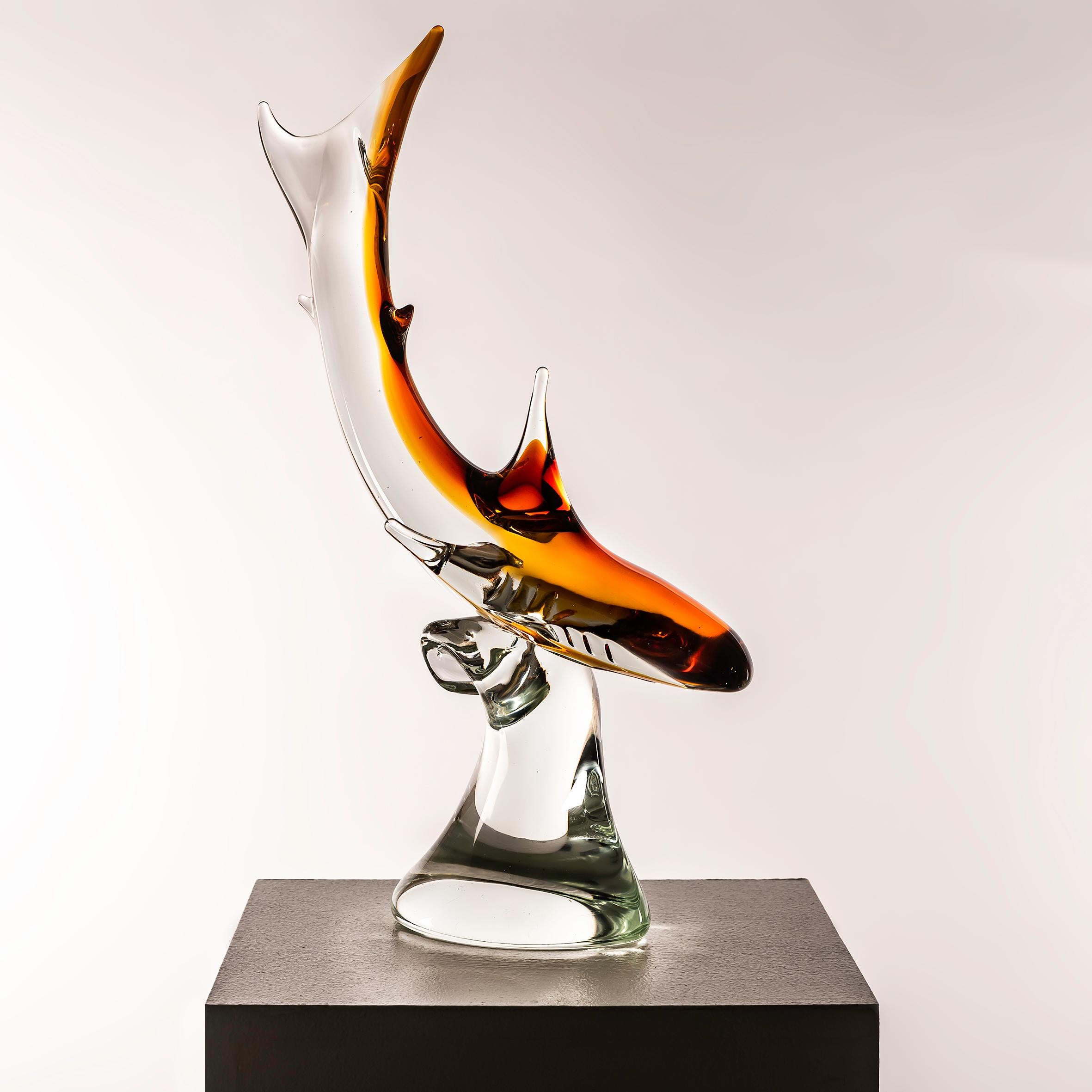 Italian Murano Glass Shark Sculpture, 1960s For Sale