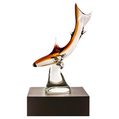 Escultura de tiburón en cristal de Murano, años 60
