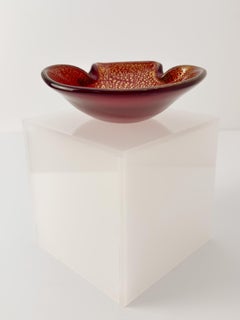 Murano Glass Shell Dish in Red, Attributed to Archimede Seguso, 1950s