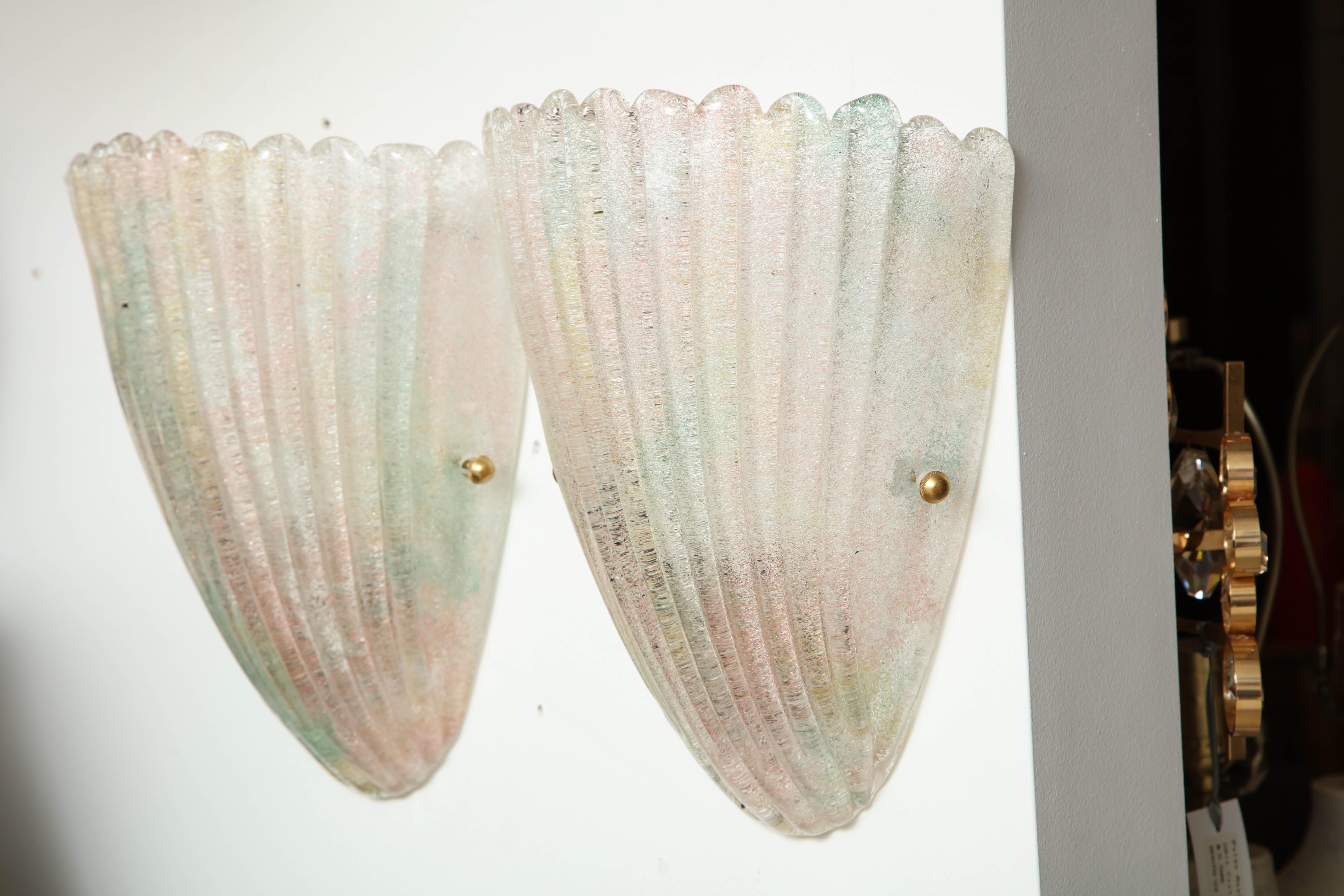 Murano Glass Shell Sconces, 1 of 2 pairs 1