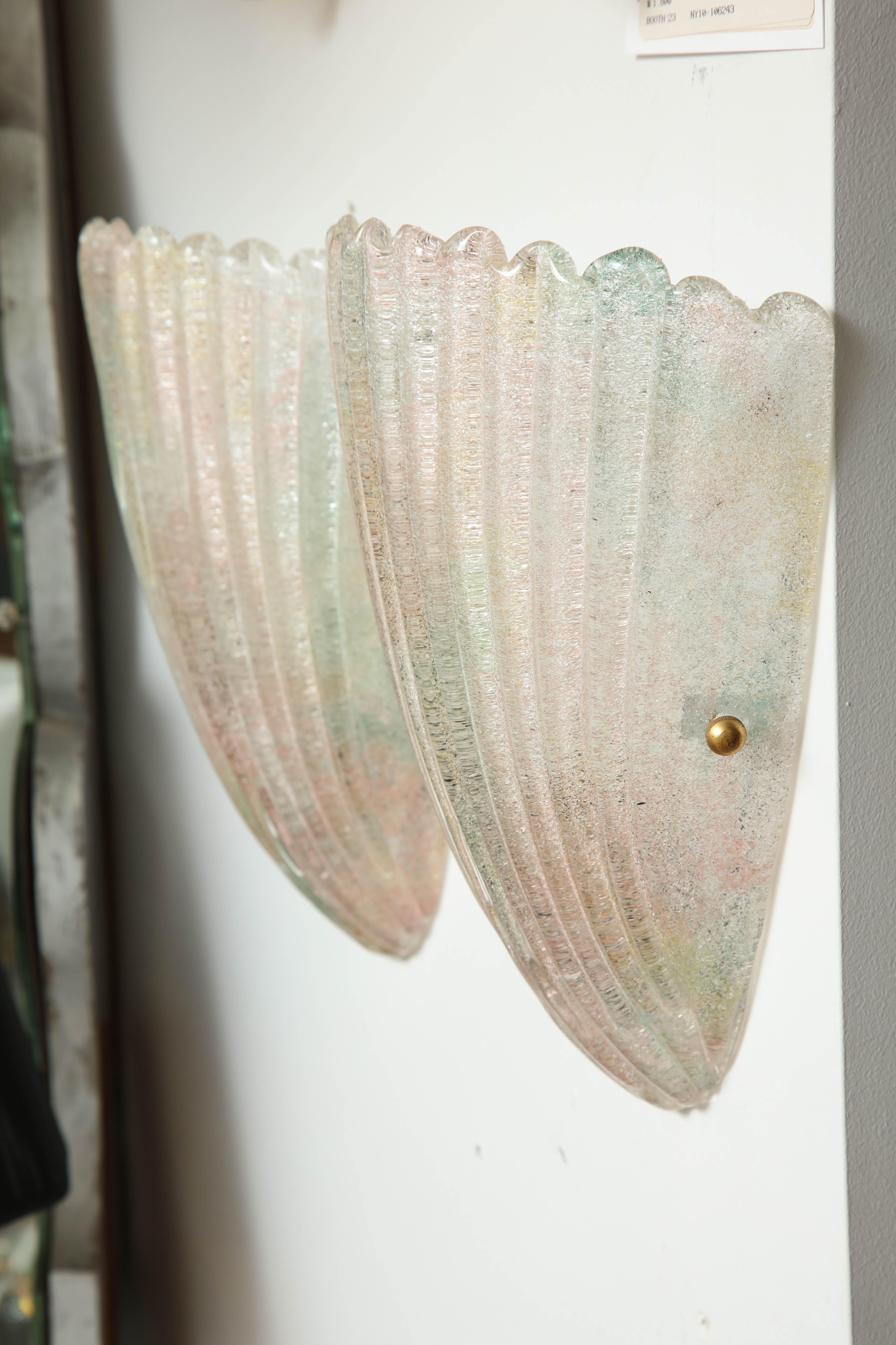 Murano Glass Shell Sconces, 1 of 2 pairs 2