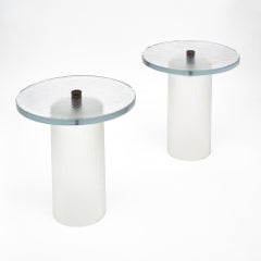 Murano Glass Side Tables with Brass Finial, Modern Design, Italy