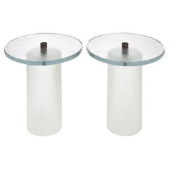 Murano Glass Side Tables with Brass Finial, Modern Design, Italy