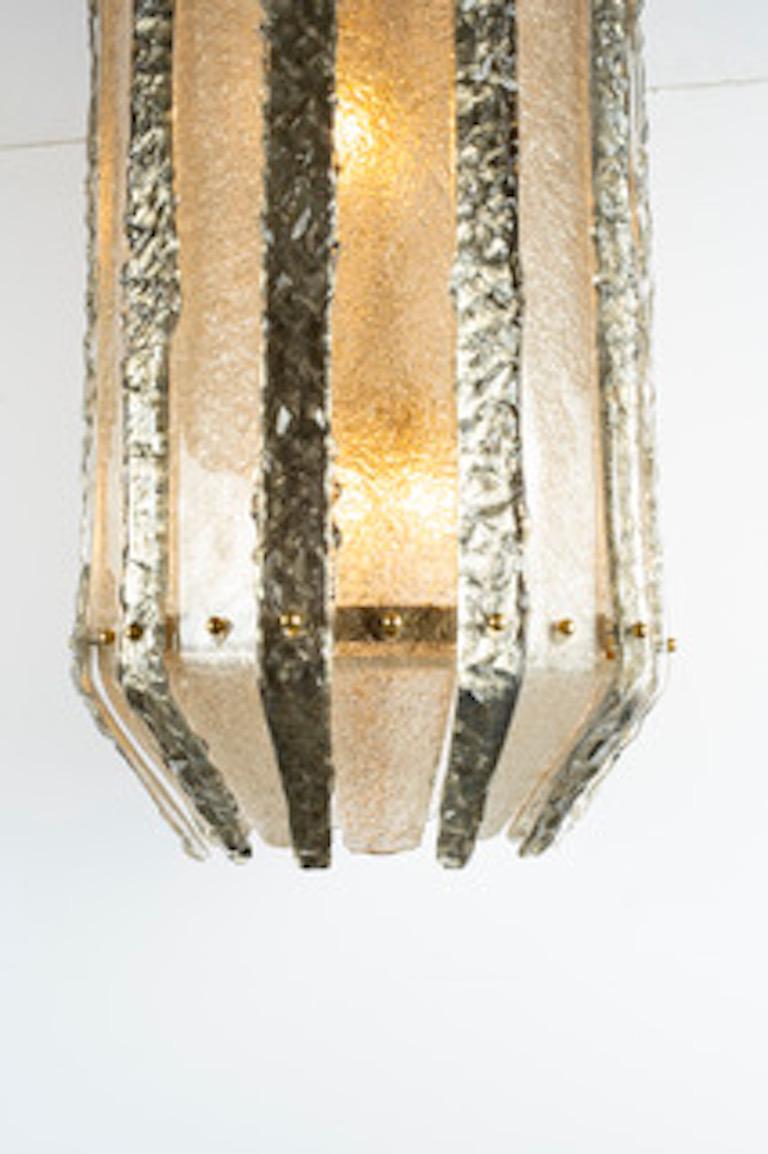 Mid-Century Modern Murano Glass Silver and Clear Glass Lantern For Sale