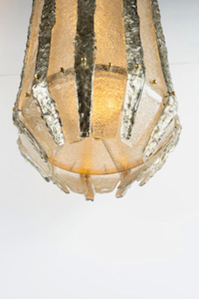 Hand-Crafted Murano Glass Silver and Clear Glass Lantern For Sale