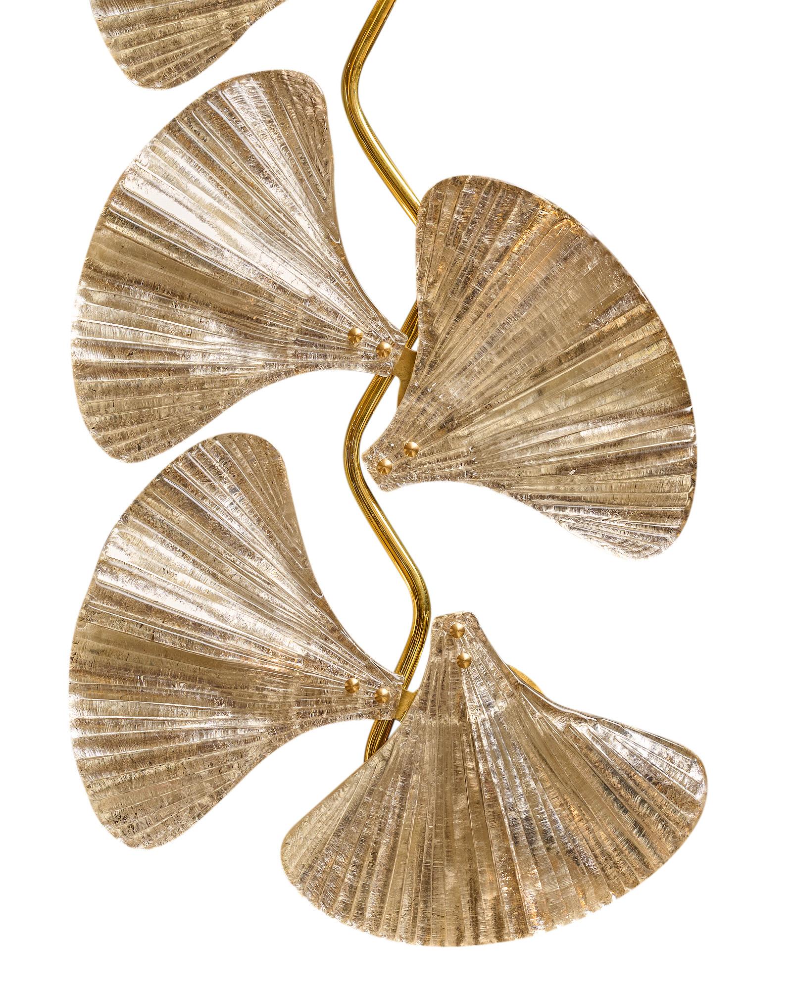 Murano Glass Silver Ginkgo Leaf Sconces For Sale 1