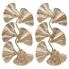 Murano Glass Silver Ginkgo Leaf Sconces