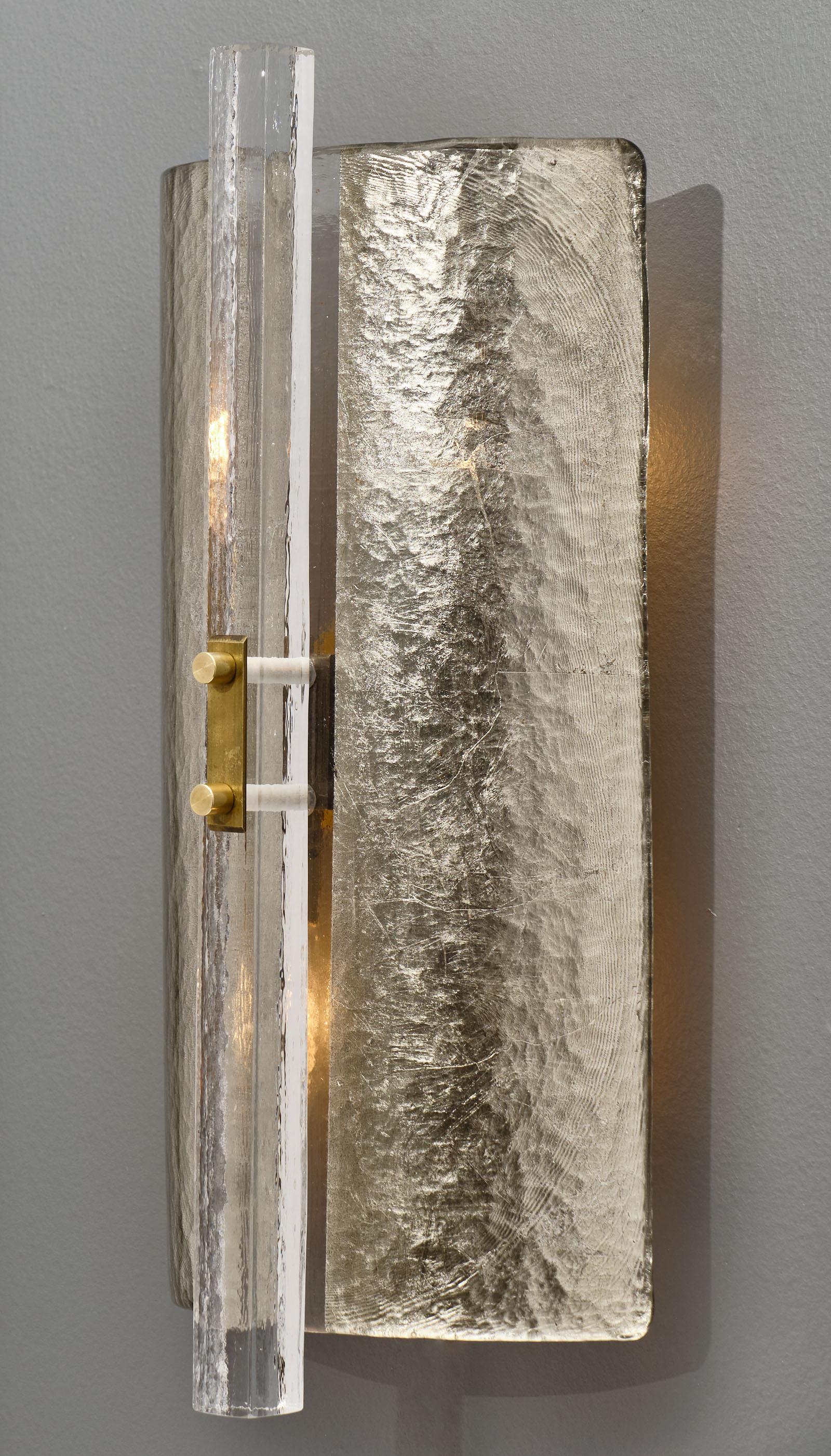 Modern Murano Glass Silver Leaf Sconces For Sale