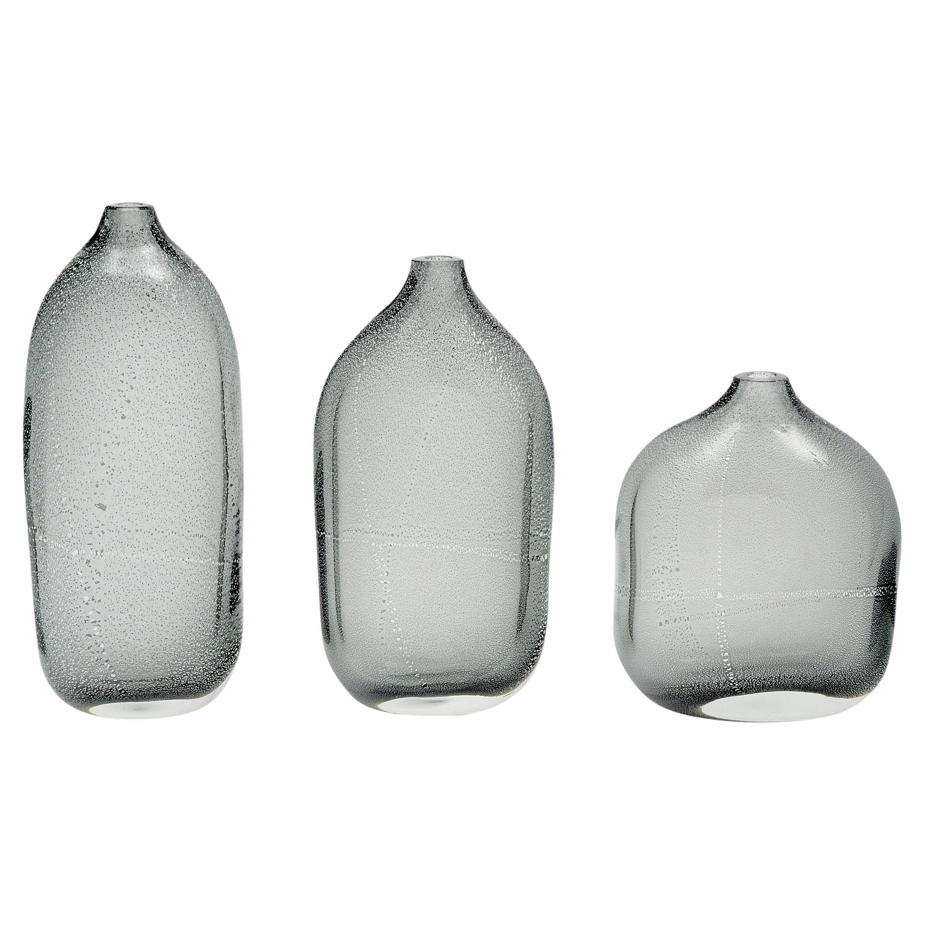 Murano Glass Silver Voda Bottles For Sale