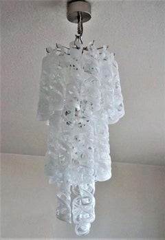 Lampadario a cascata a sei luci in vetro di Murano Attribuito a Vistosi, Italia, anni '70