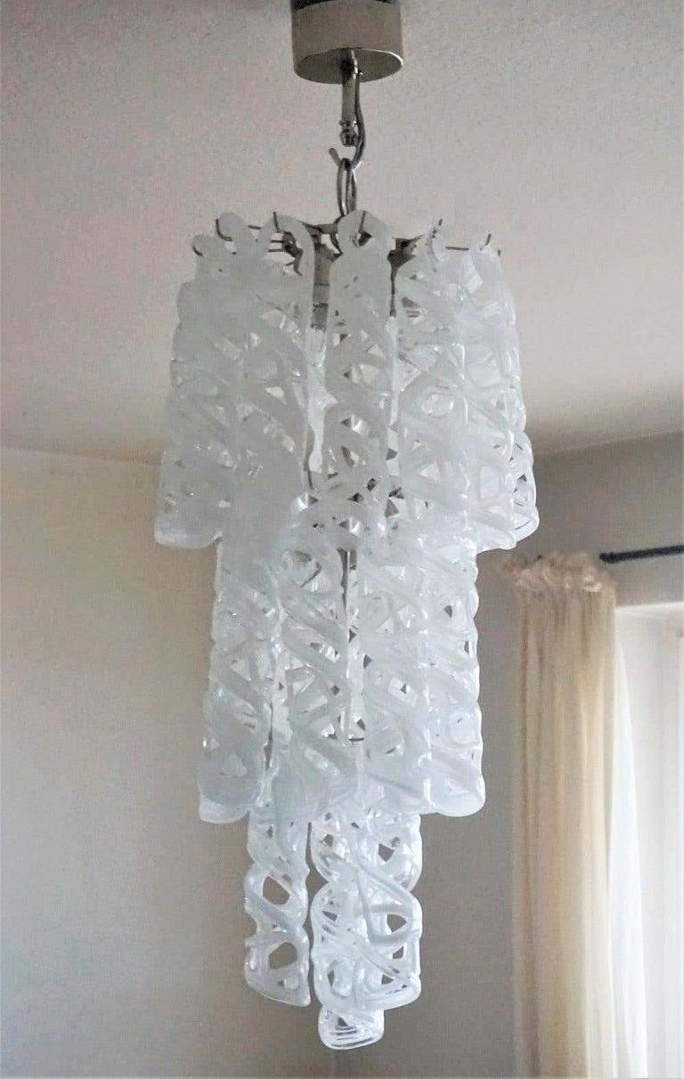 Mid-Century Modern Murano Glass Six-Light Cascade Chandelier Atributted to Vistosi, Italy, 1970s For Sale