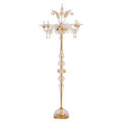 Murano Glass Six-Light Floor Lamp With Gold Inclusions by Giovanni Dalla Fina