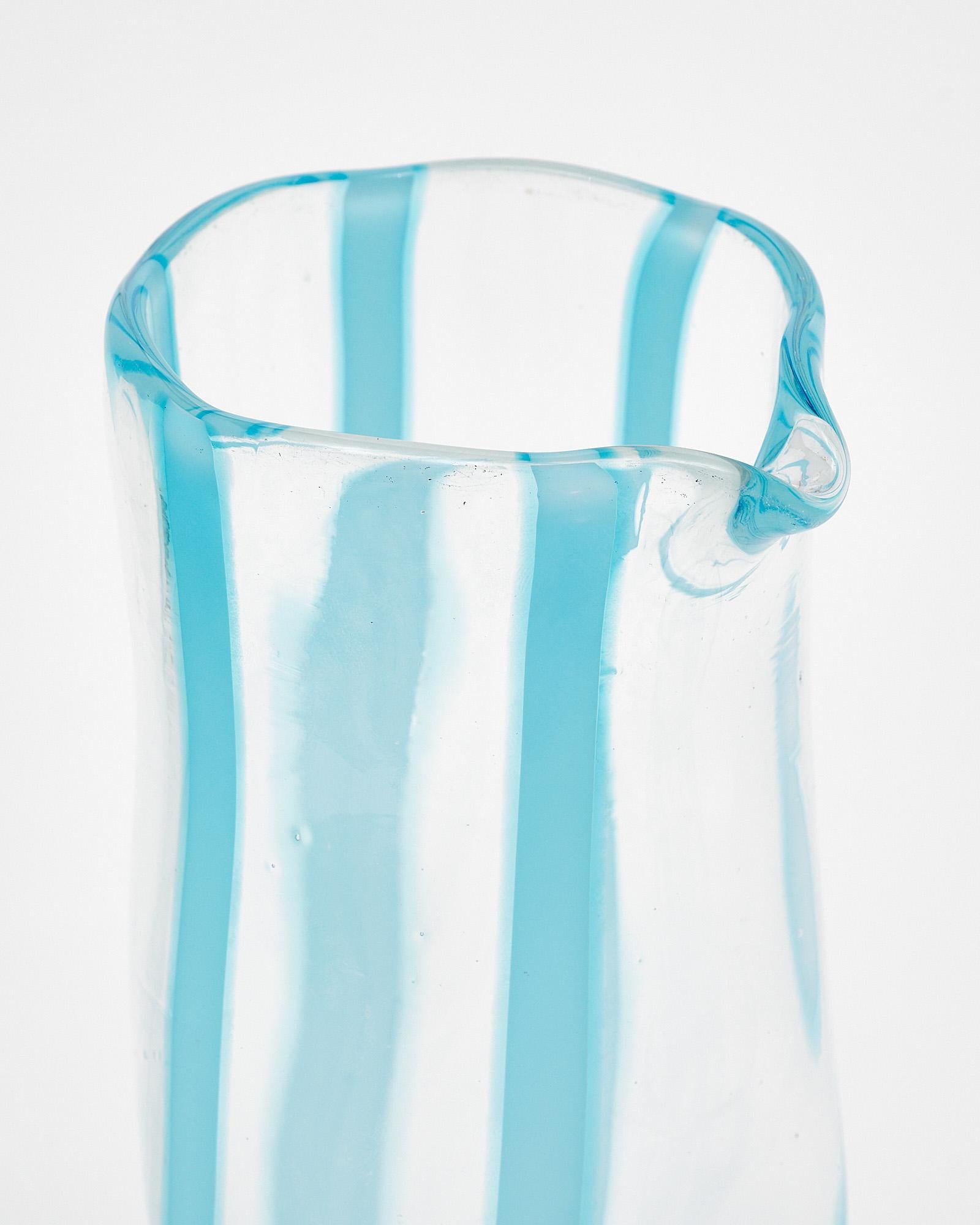 Modern Murano Glass Sky Blue Carafe and Glasses For Sale