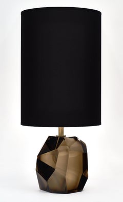 Murano Glass Smoked Amber Rock Lamps