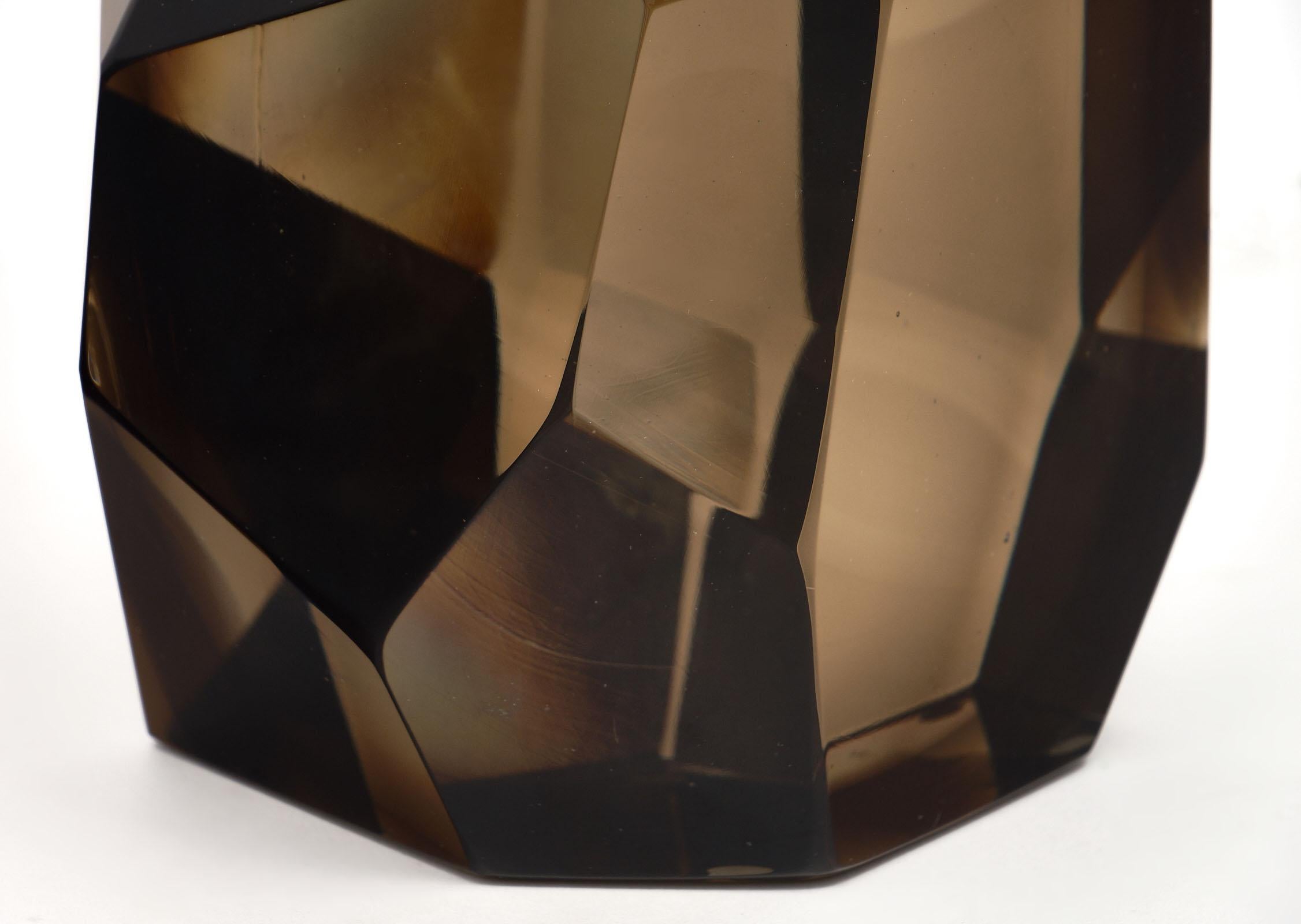 Lámparas de cristal de Murano ahumado ámbar roca en venta 1