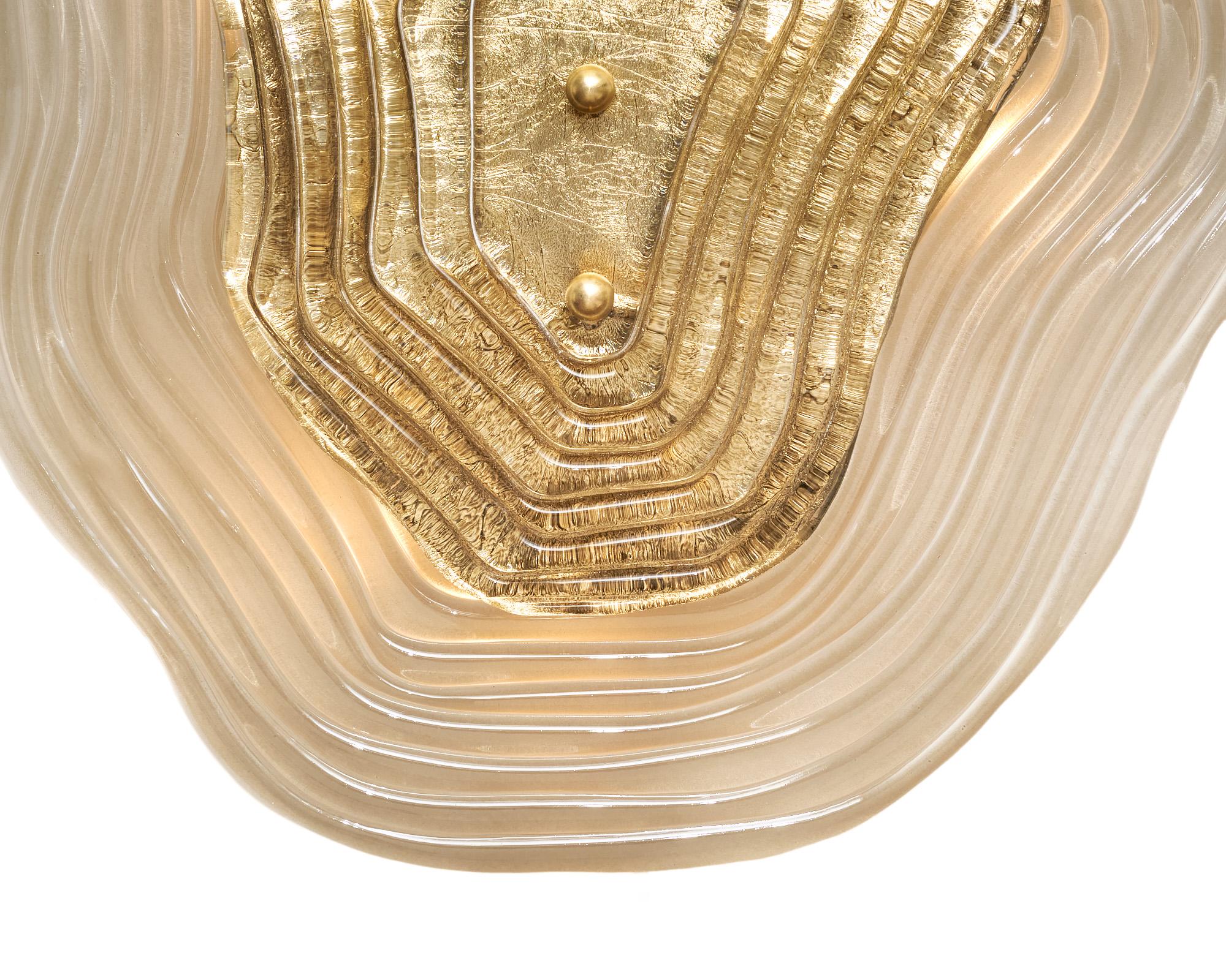 Murano Glass Smoked and Gold “Macchie” Sconces Italiano en venta