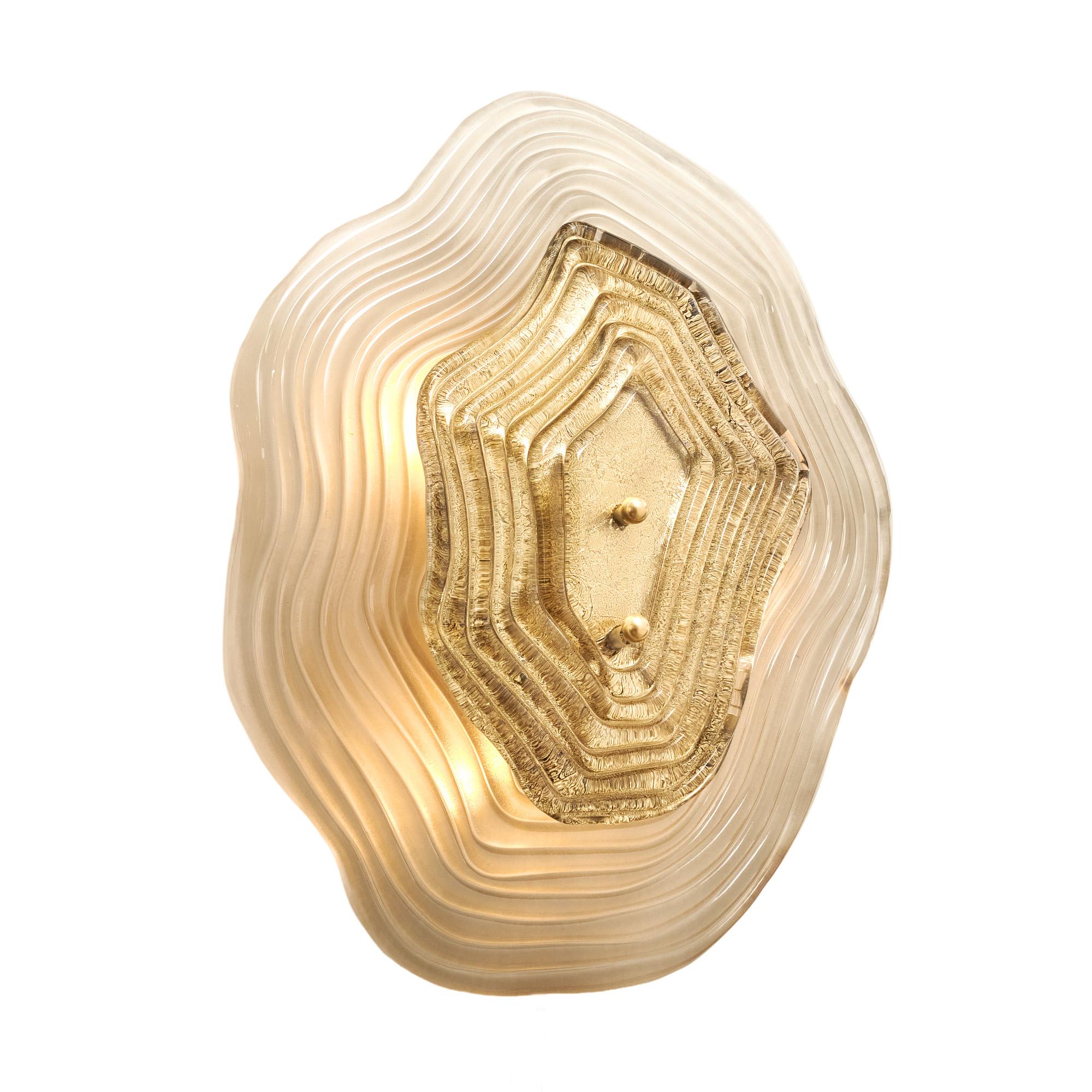 Murano Glass Smoked and Gold “Macchie” Sconces Cristal de Murano en venta