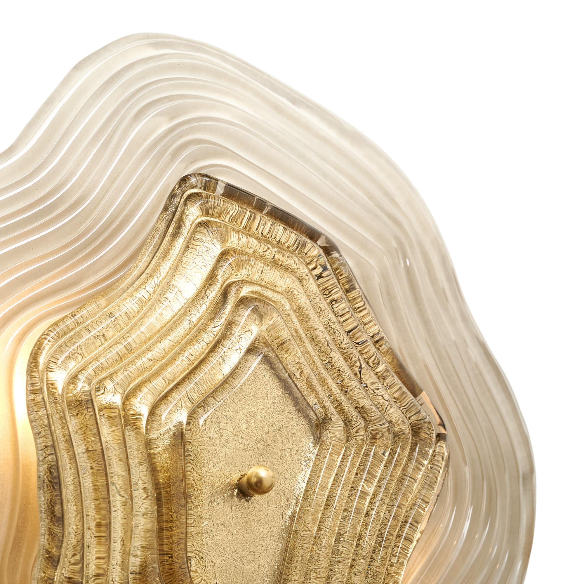 Murano Glass Smoked and Gold “Macchie” Sconces en venta 1