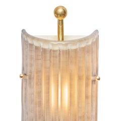 Applique in vetro di Murano a coste fumé e ottone