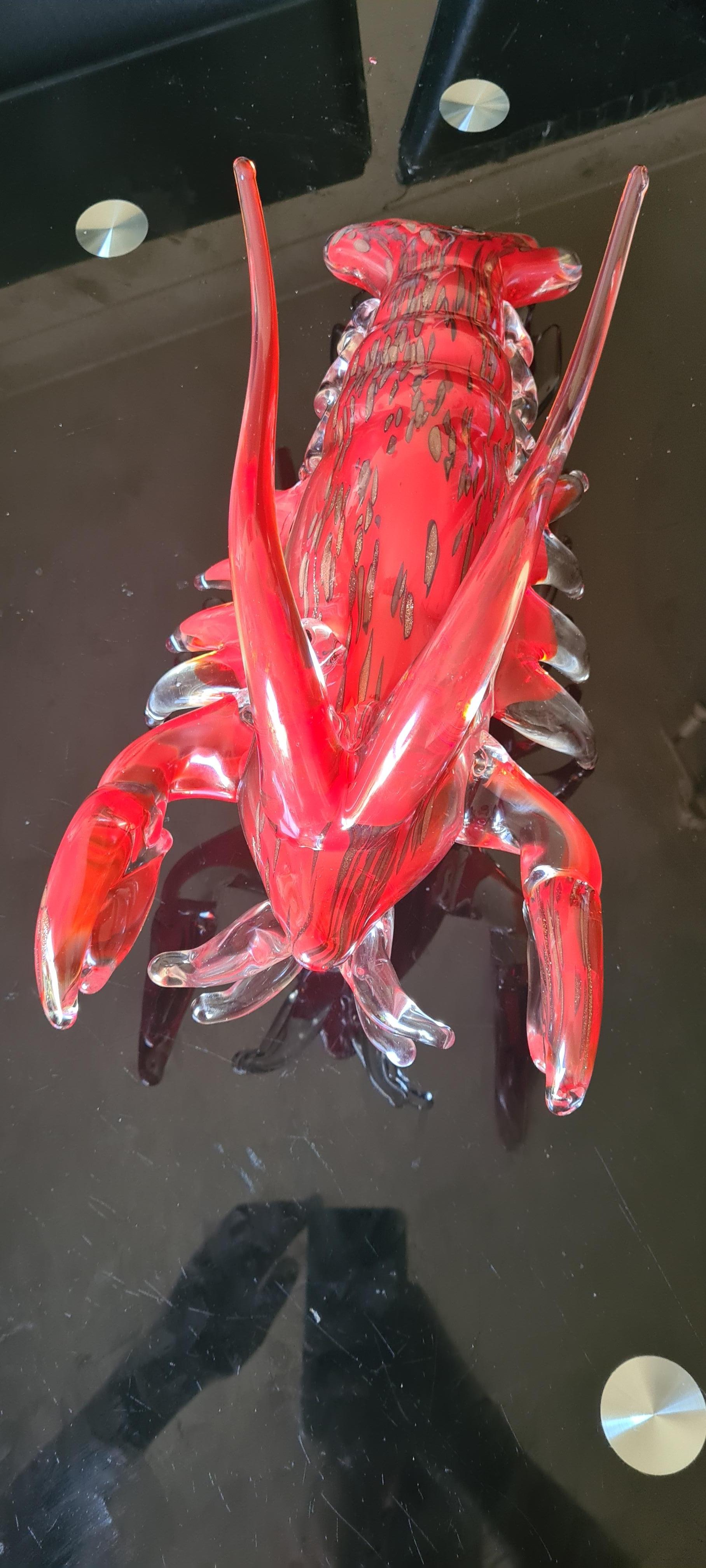Large Vitange Murano Glass Sommerso Lobster For Sale 1