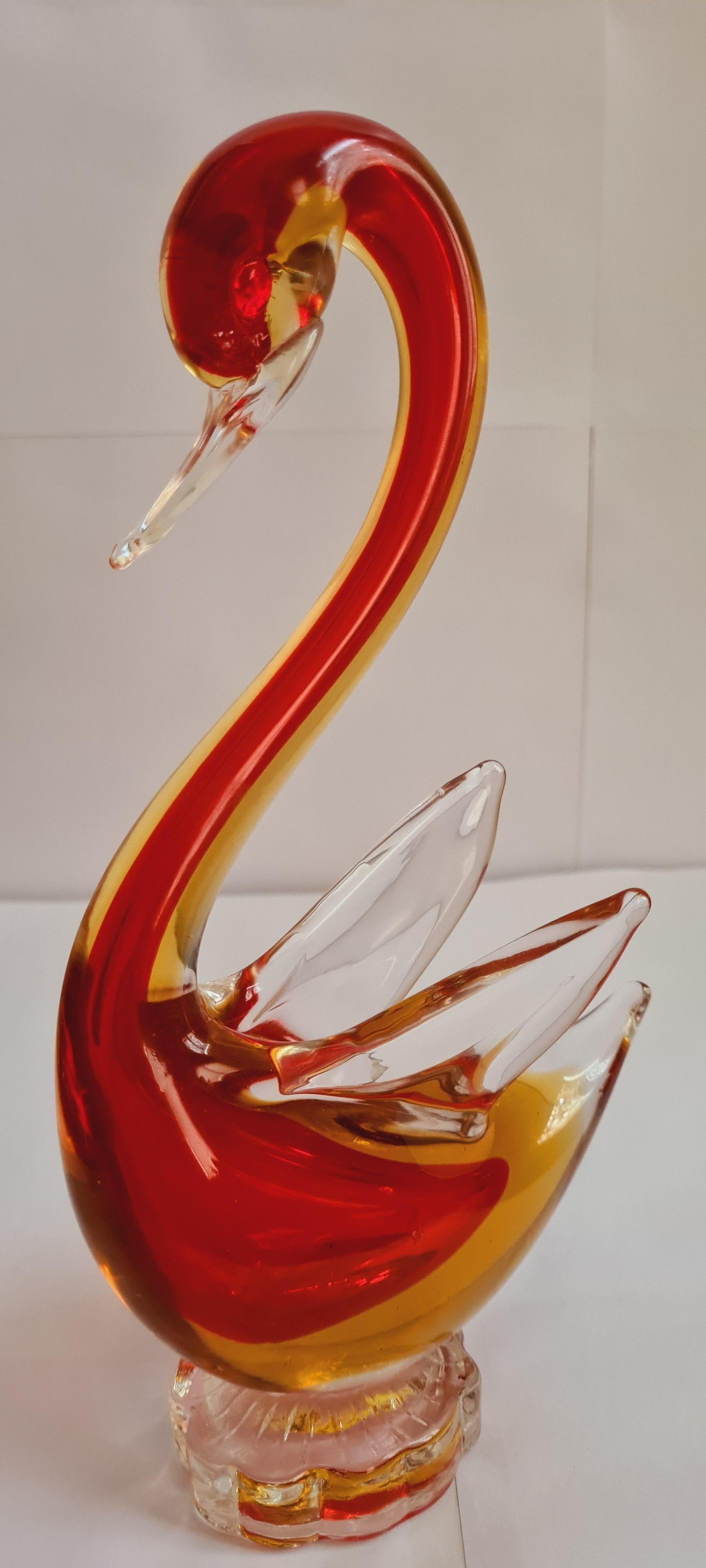 Murano Glass Sommerso Swan, Antonio Da Ros In Excellent Condition For Sale In Grantham, GB
