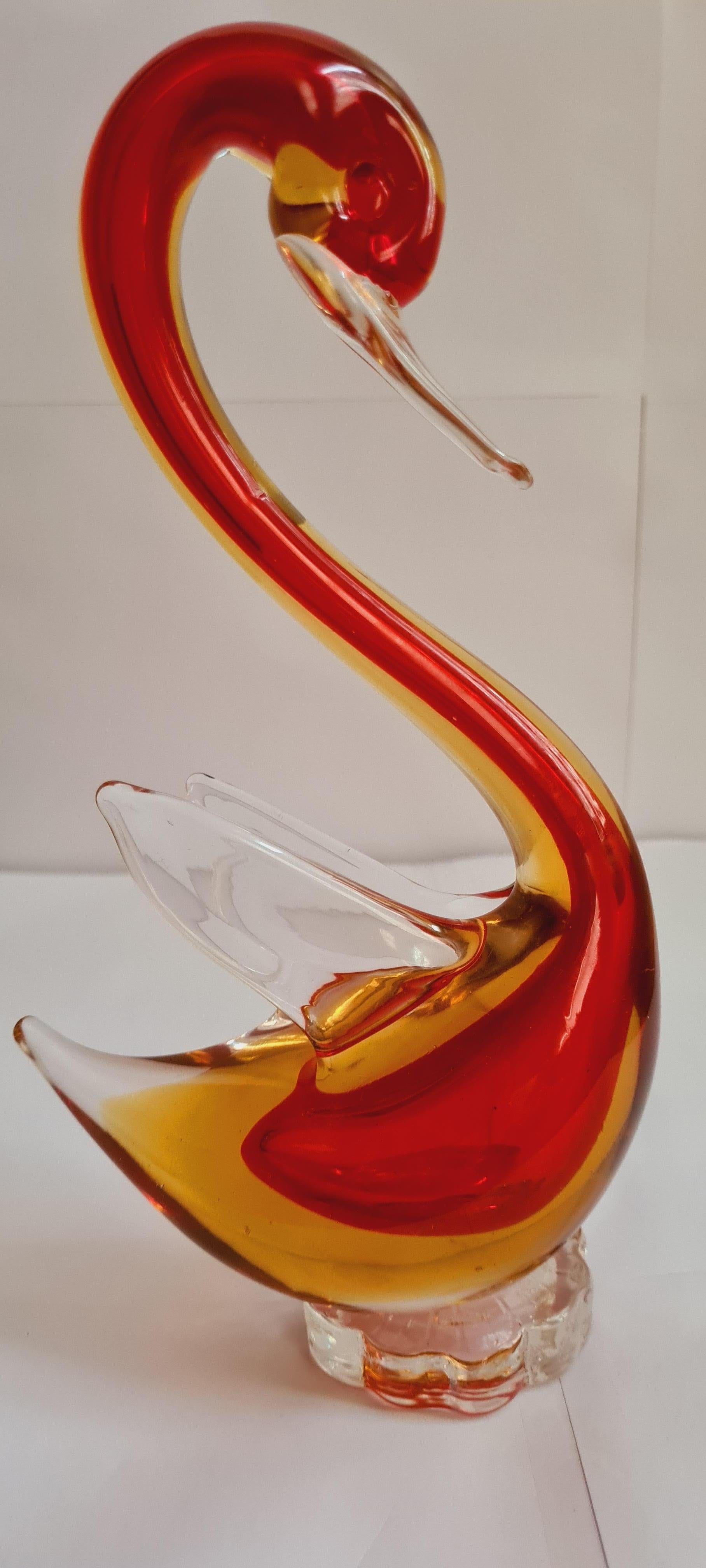Mid-20th Century Murano Glass Sommerso Swan, Antonio Da Ros For Sale
