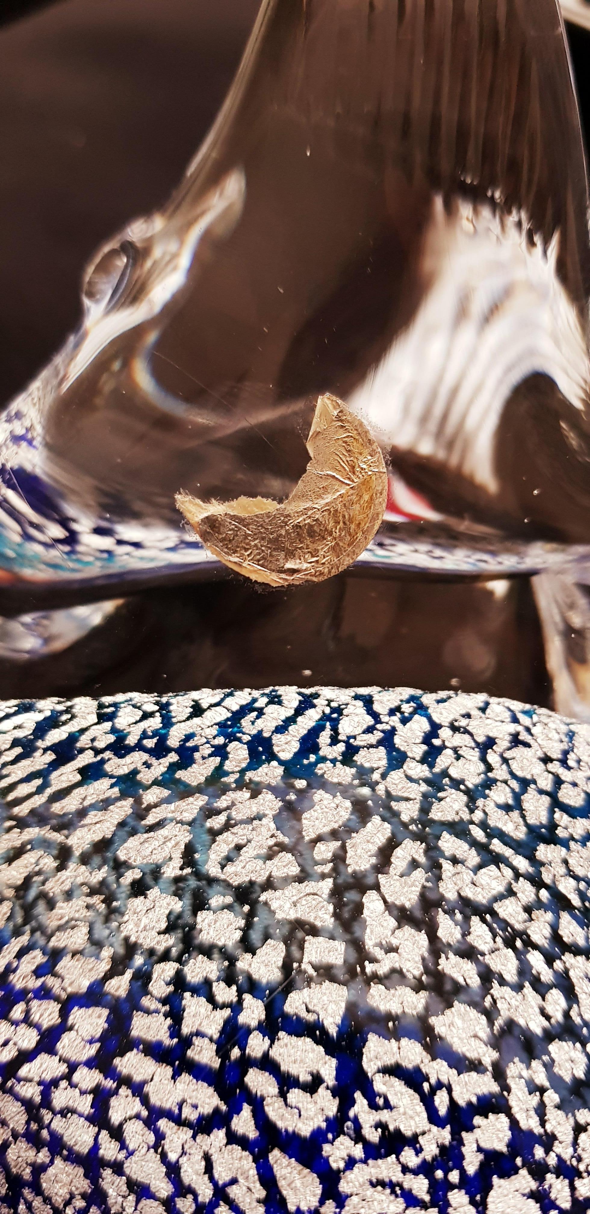 Murano Glass Somerso Swan with Silver Leaf Signed Zane In Excellent Condition For Sale In Grantham, GB