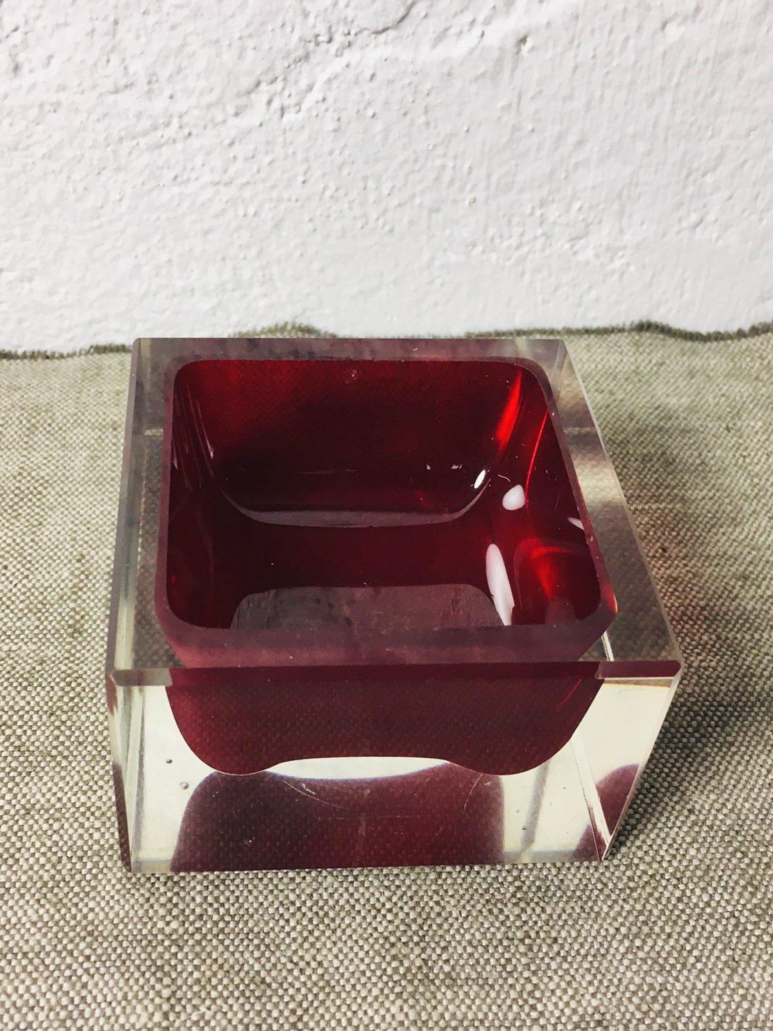 Mid-Century Modern Murano Glass Sommerso Ashtray For Sale