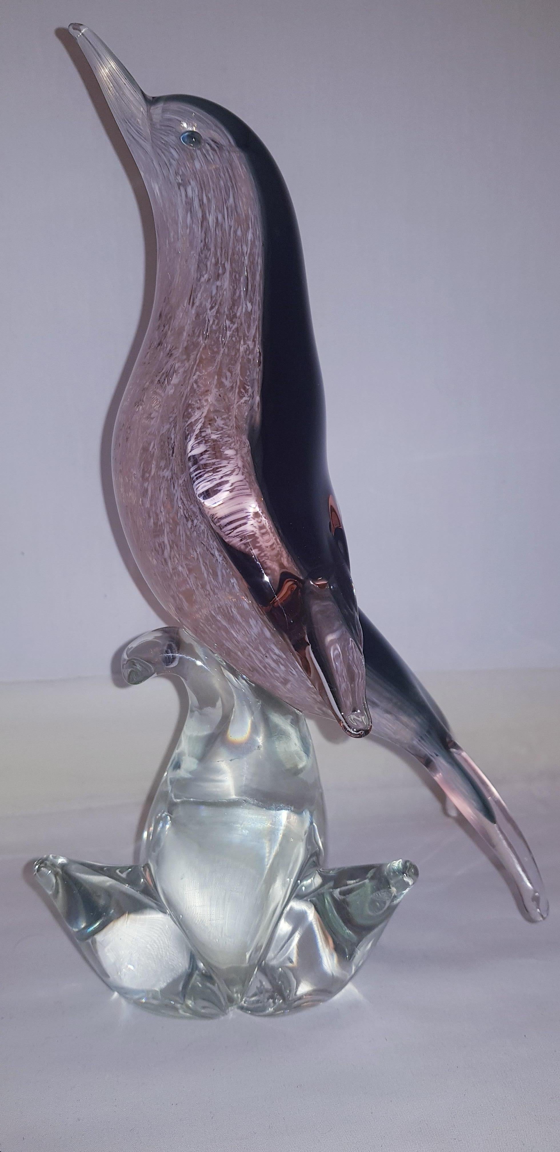 Other Murano Glass Sommerso Bird Signed by Sandro Frattin For Sale