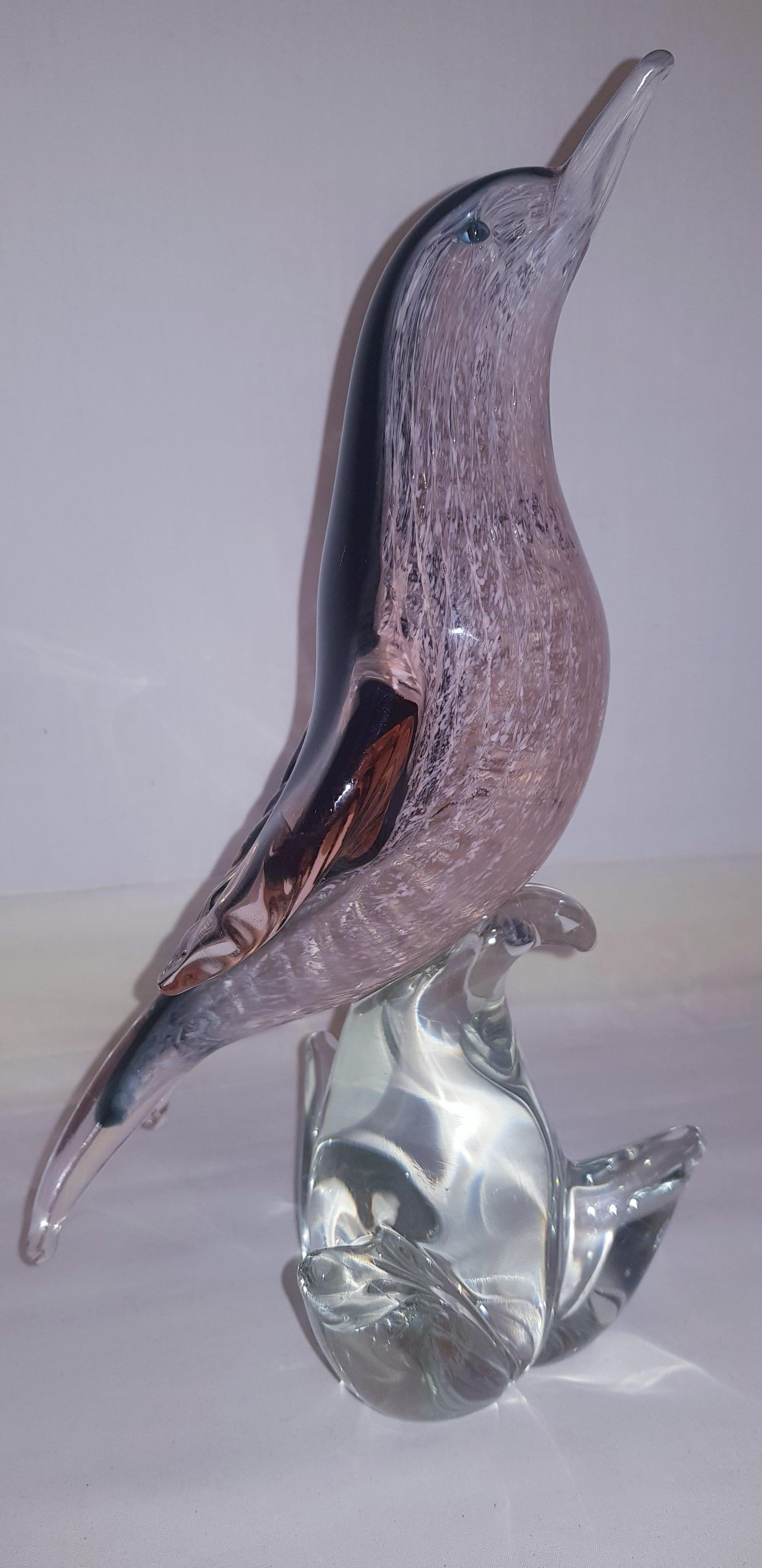 Murano Glass Sommerso Bird Signed by Sandro Frattin In Excellent Condition For Sale In Grantham, GB