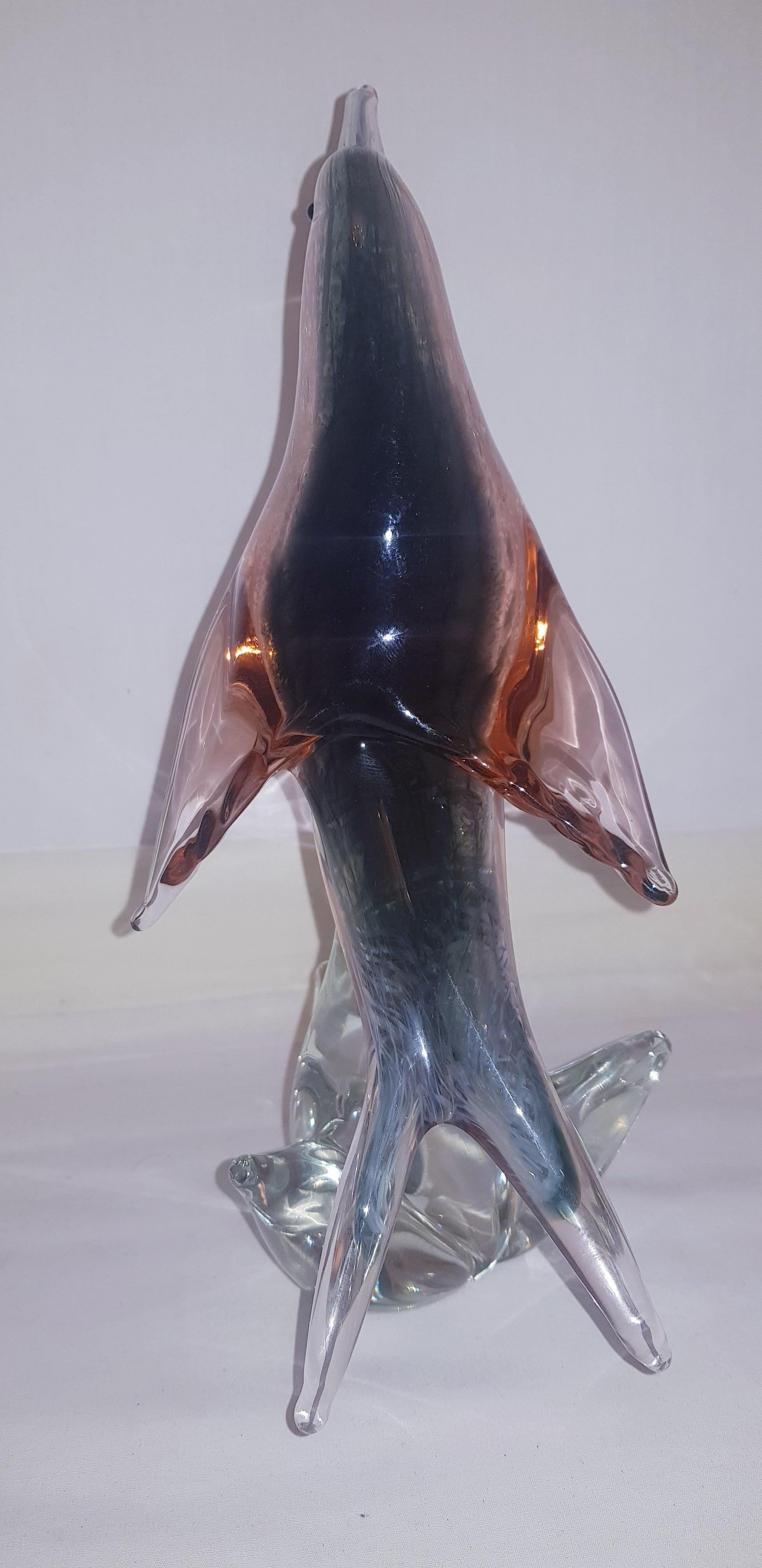 Mid-20th Century Murano Glass Sommerso Bird Signed by Sandro Frattin For Sale